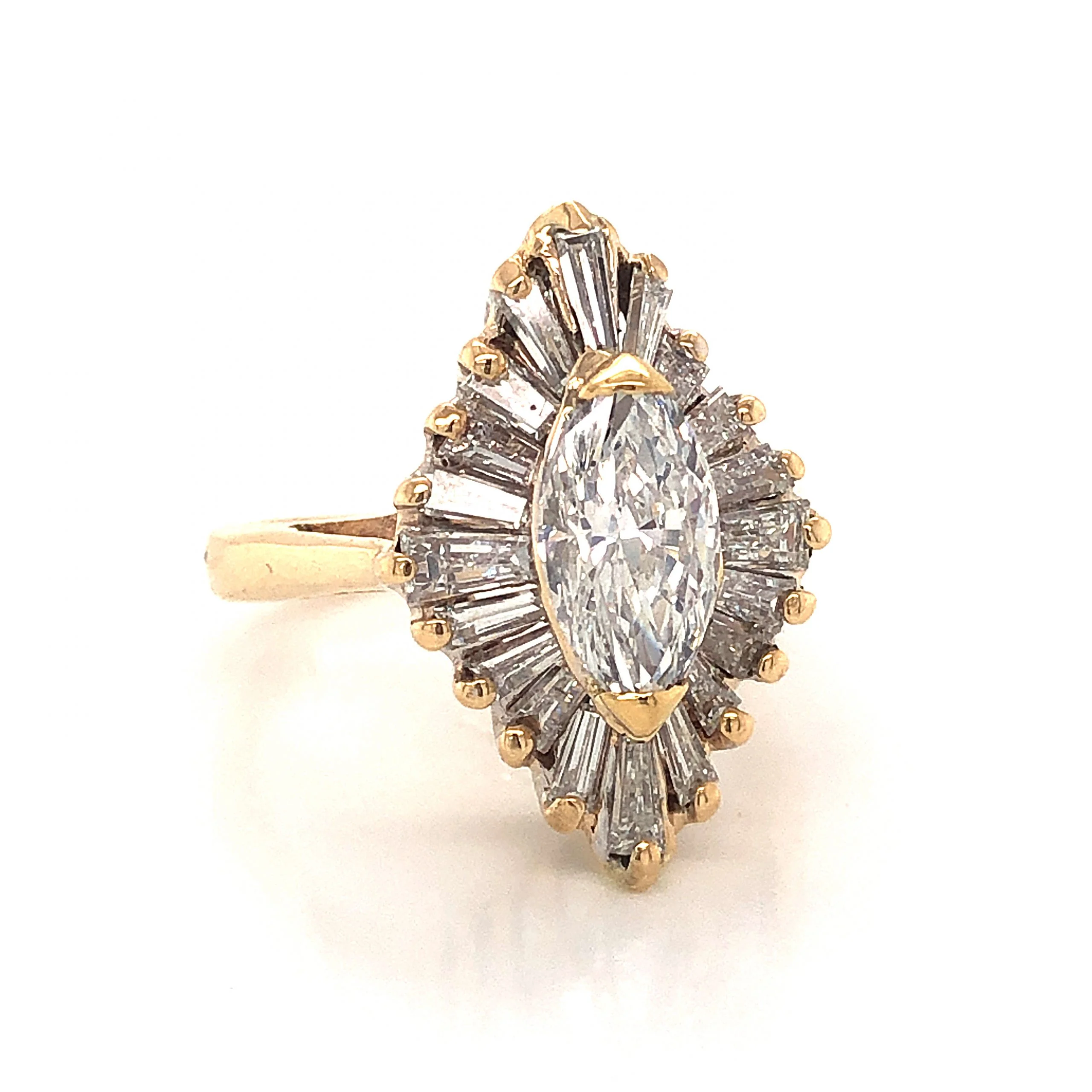 Ballerina Halo Marquise Cut Diamond Engagement Ring in 14K - Image 3