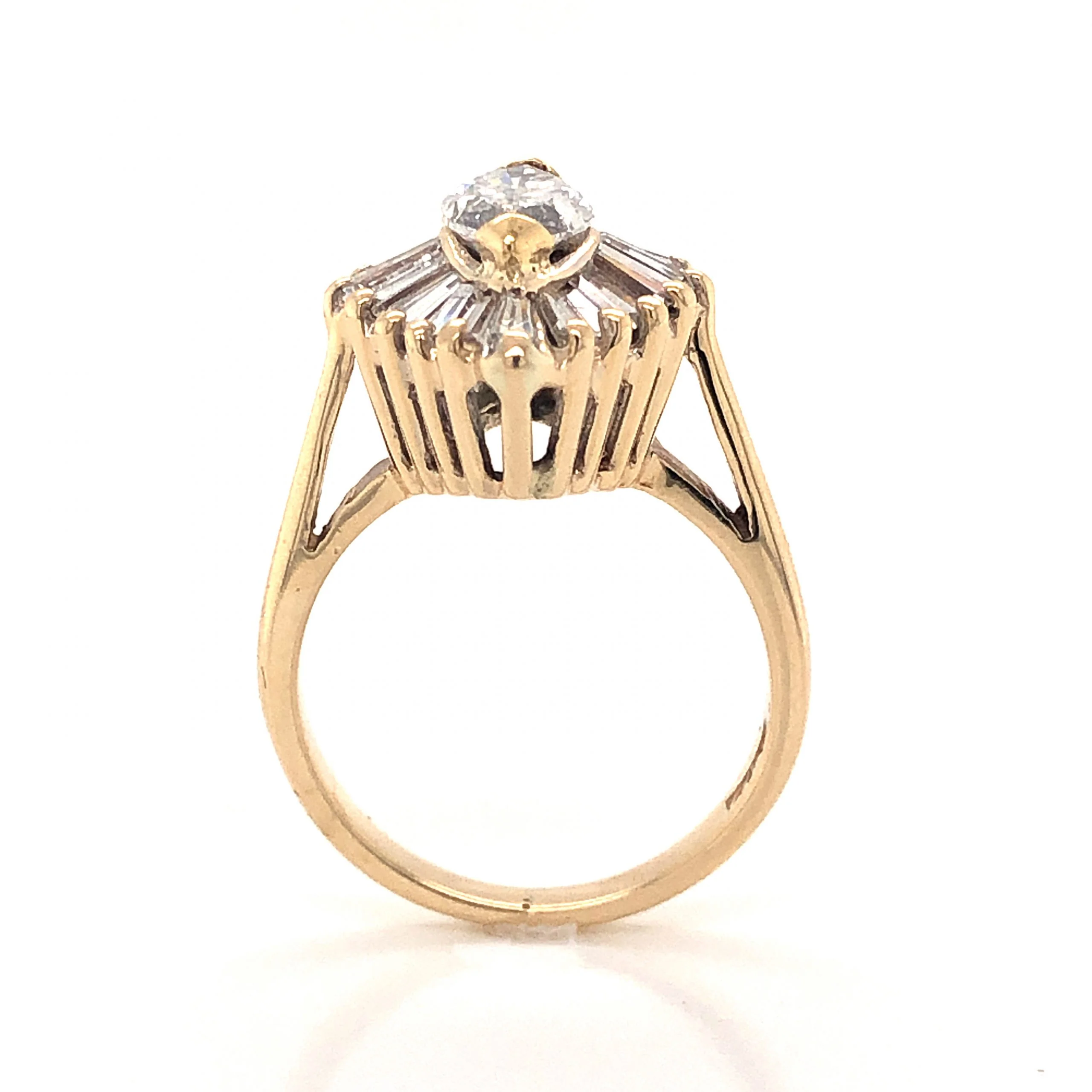 Ballerina Halo Marquise Cut Diamond Engagement Ring in 14K - Image 4