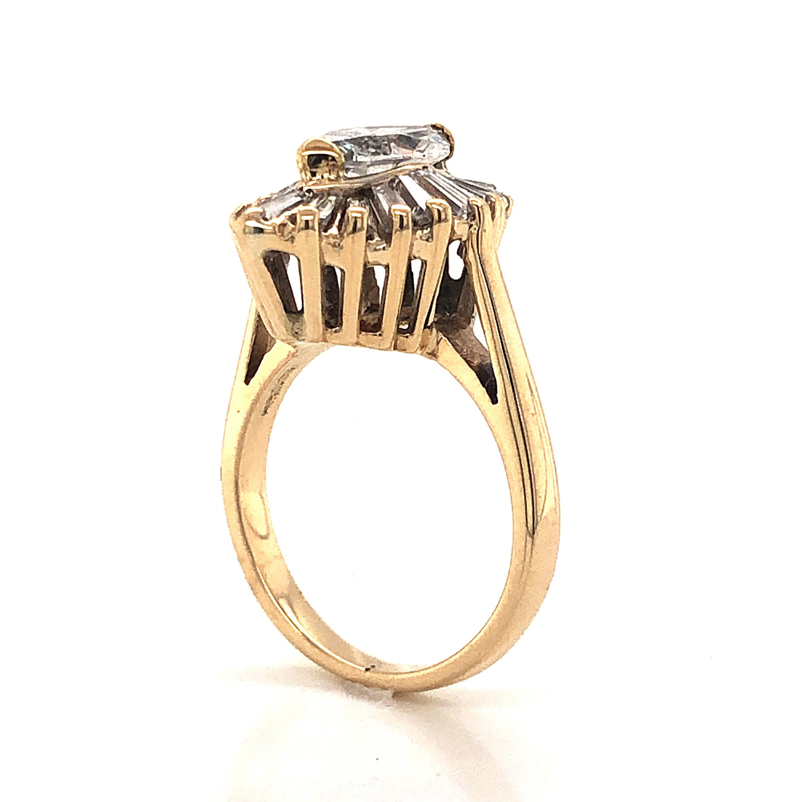 Ballerina Halo Marquise Cut Diamond Engagement Ring in 14K - Image 5
