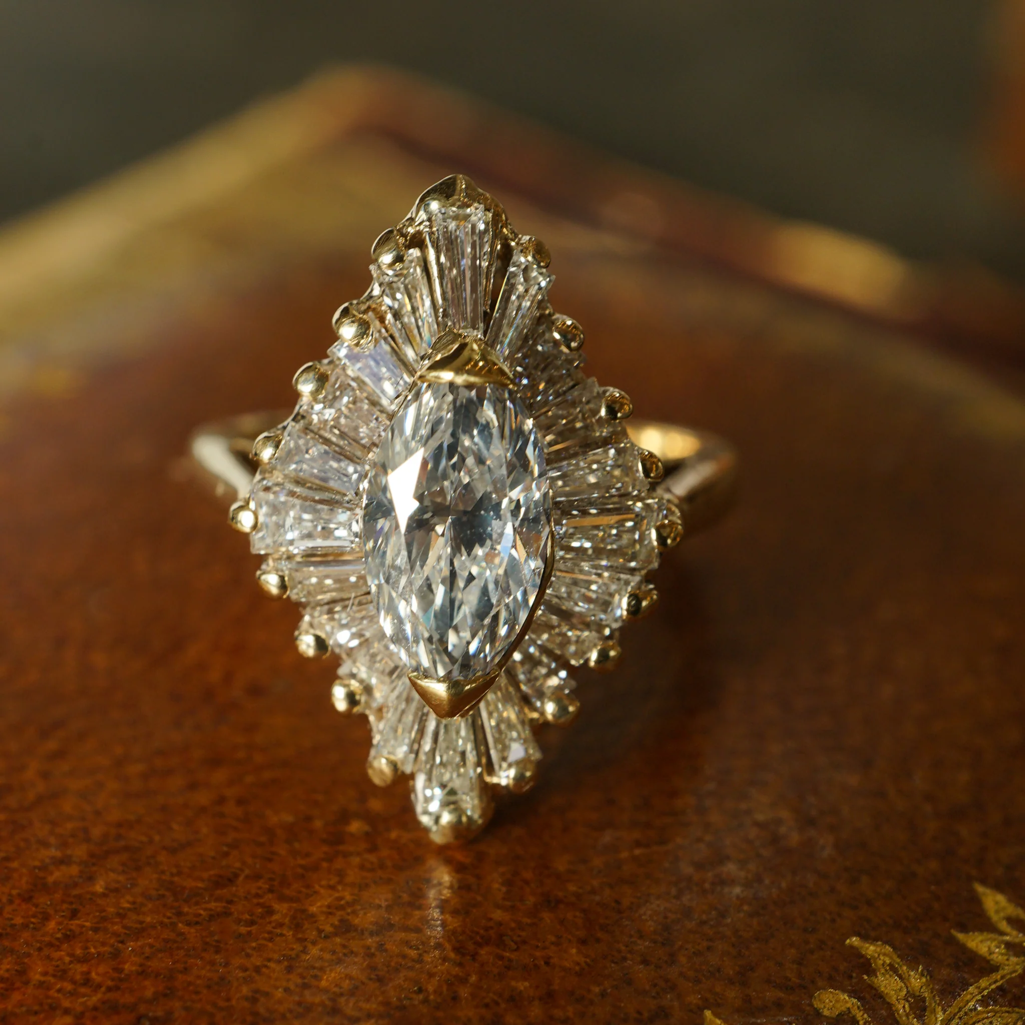Ballerina Halo Marquise Cut Diamond Engagement Ring in 14K - Image 7