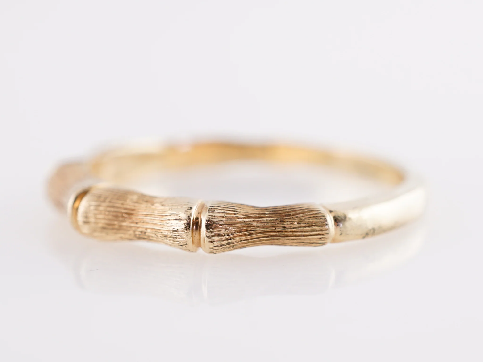 Bamboo Style Wedding Band in 14k Yellow Gold - Image 2