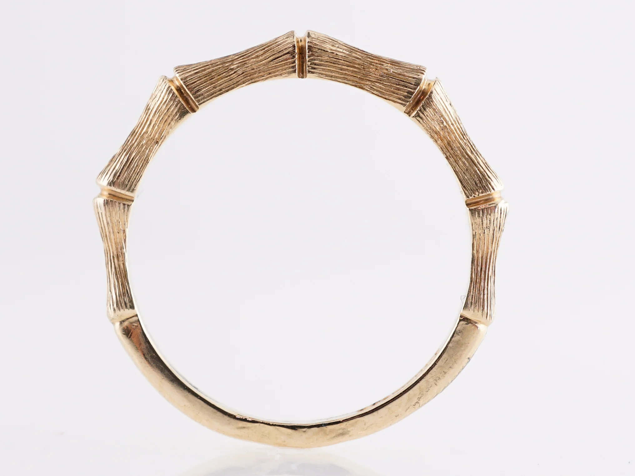 Bamboo Style Wedding Band in 14k Yellow Gold - Image 4