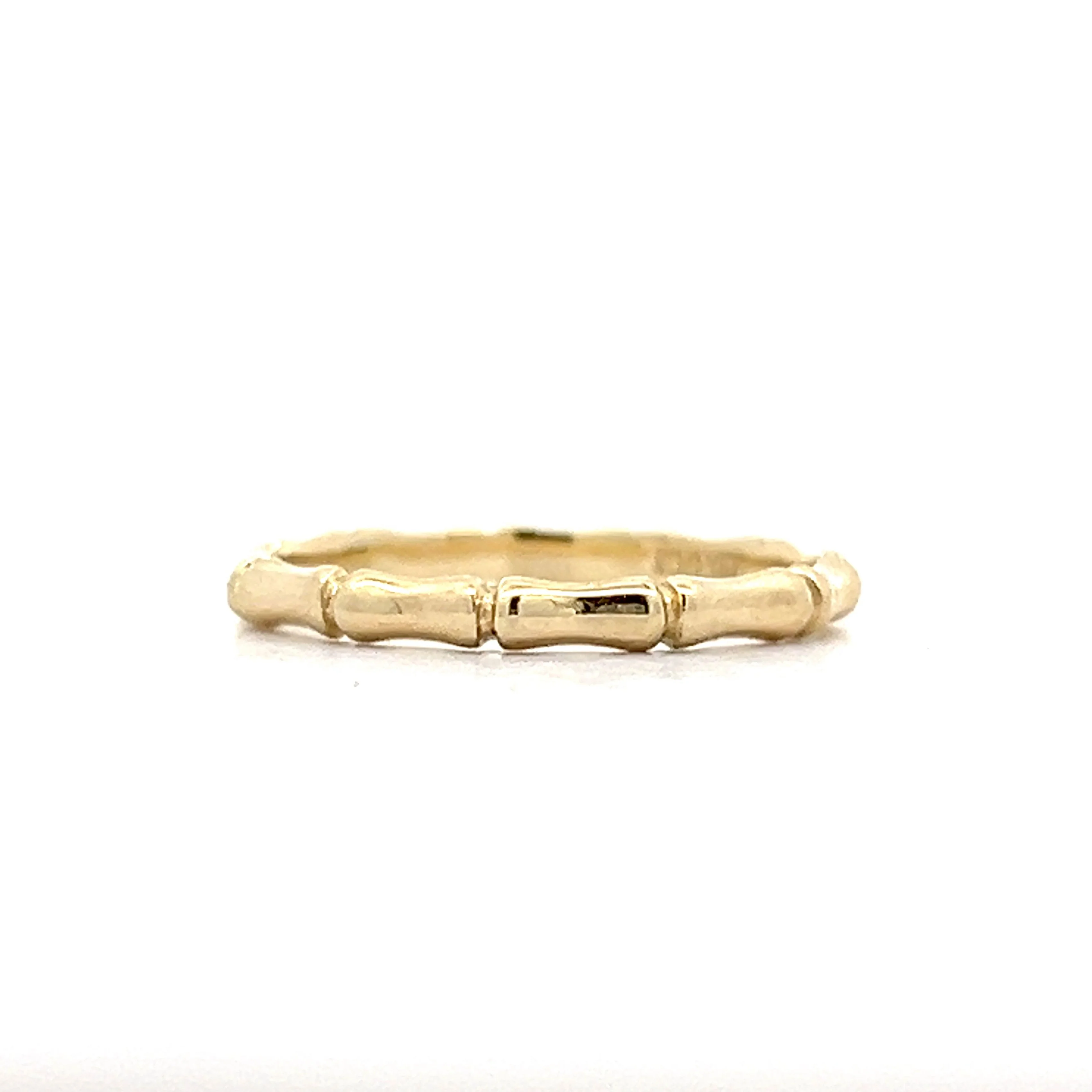 Bamboo Textured Stacking Ring in 14k Yellow Gold - Image 2