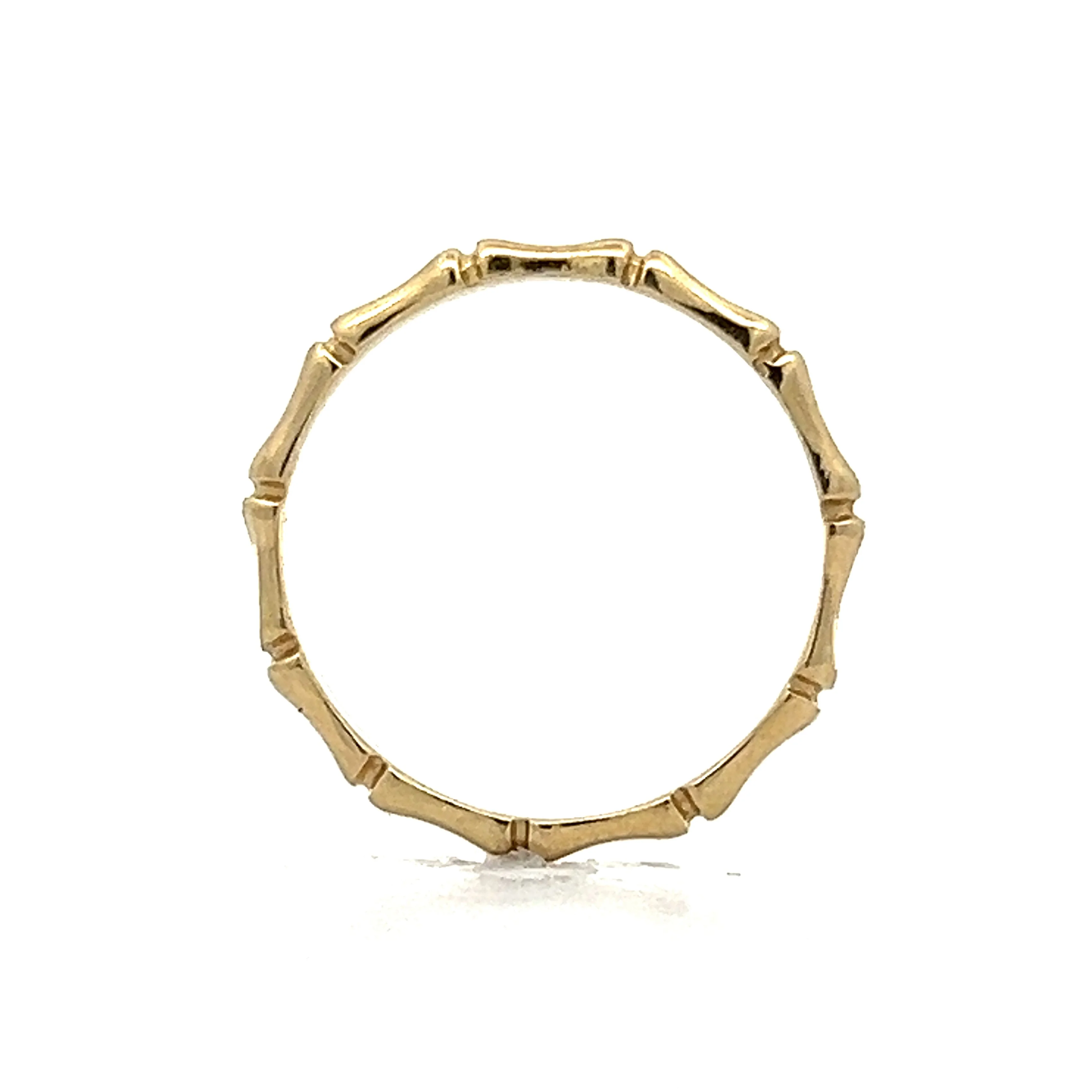 Bamboo Textured Stacking Ring in 14k Yellow Gold - Image 4