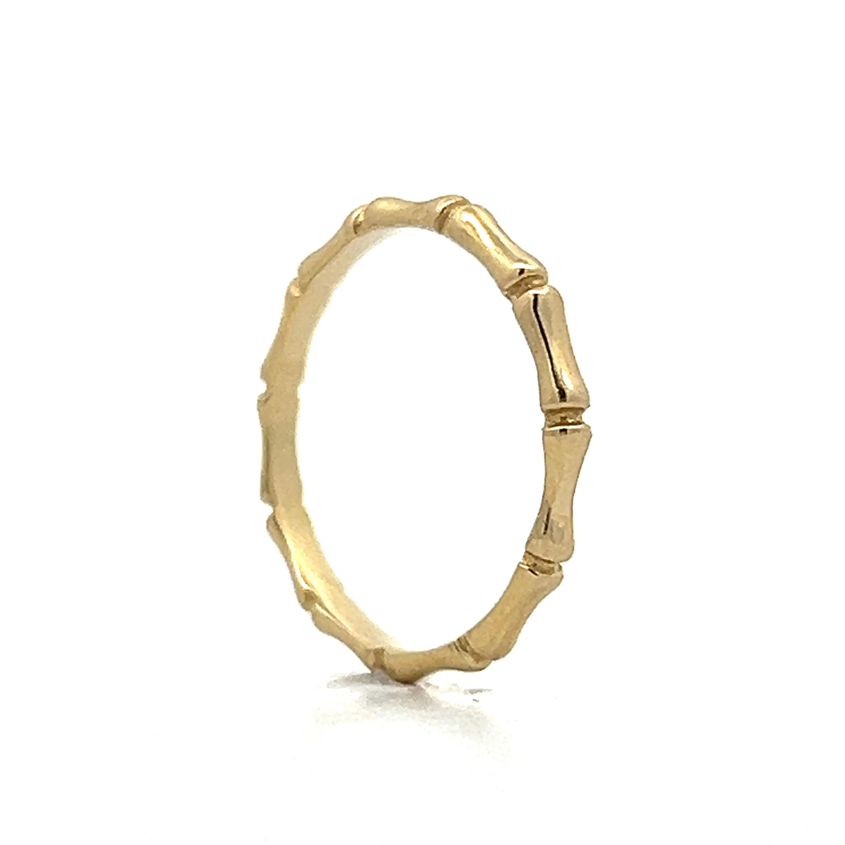 Bamboo Textured Stacking Ring in 14k Yellow Gold - Image 5