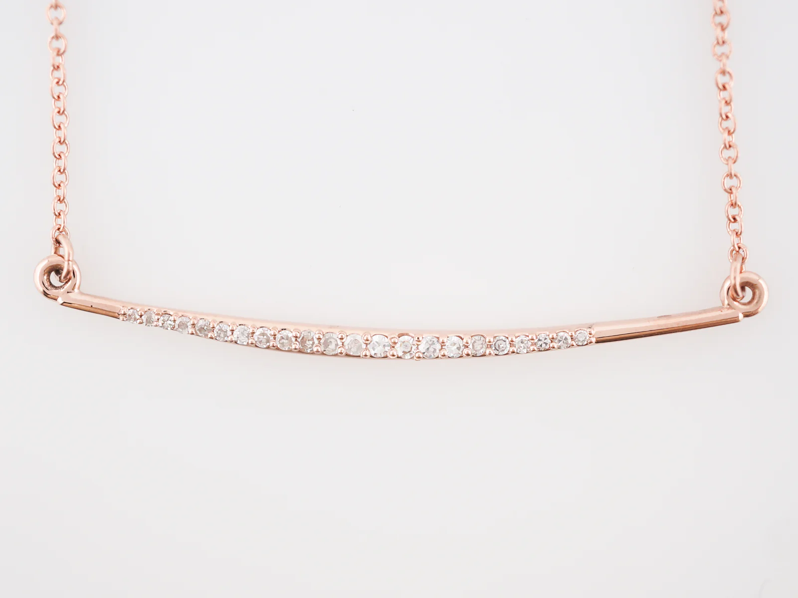 Bar Necklace Modern .12 Single Cut Diamond in 14K Rose Gold - Image 3