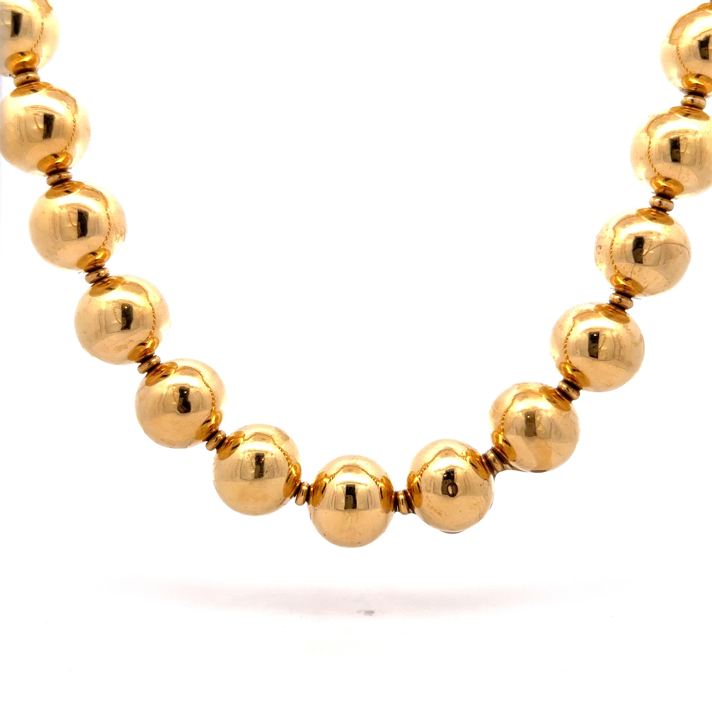 17" Hollow Gold Bead Necklace in 18k Yellow Gold