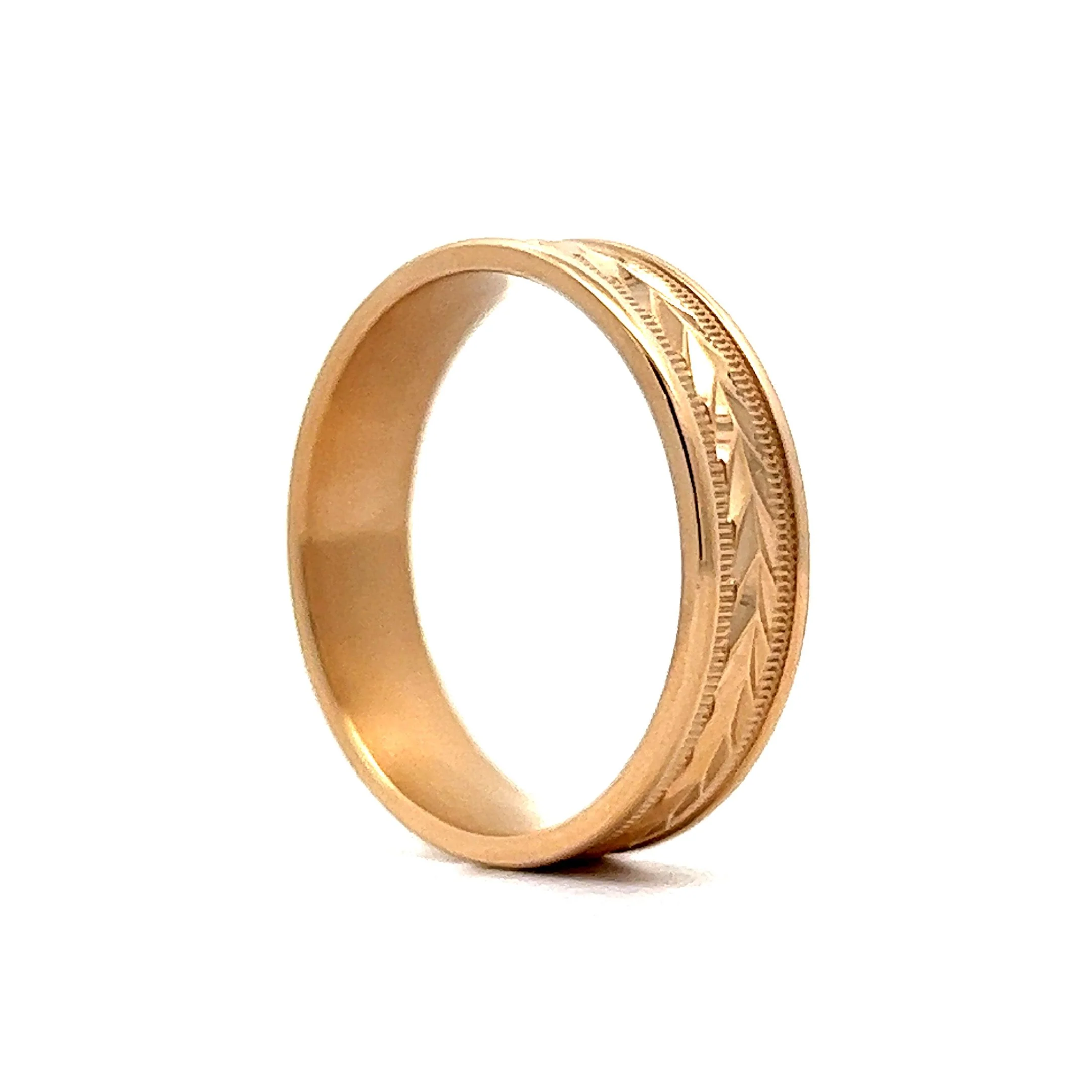 Benchmark Men's Chevron Wedding Band in 14k Yellow Gold - Image 5