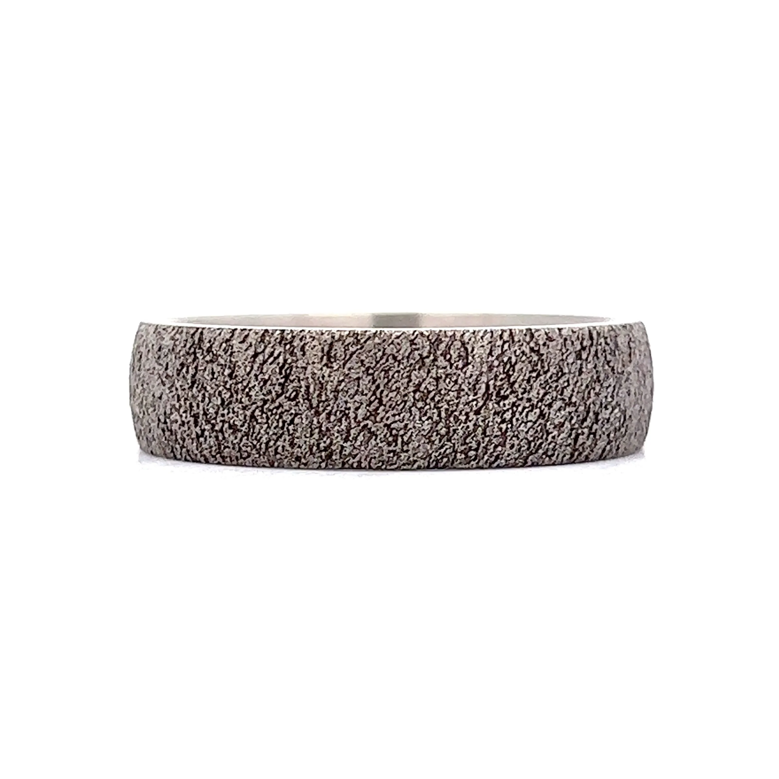 Benchmark Men's Concrete Textured Wedding Band in 14k White Gold