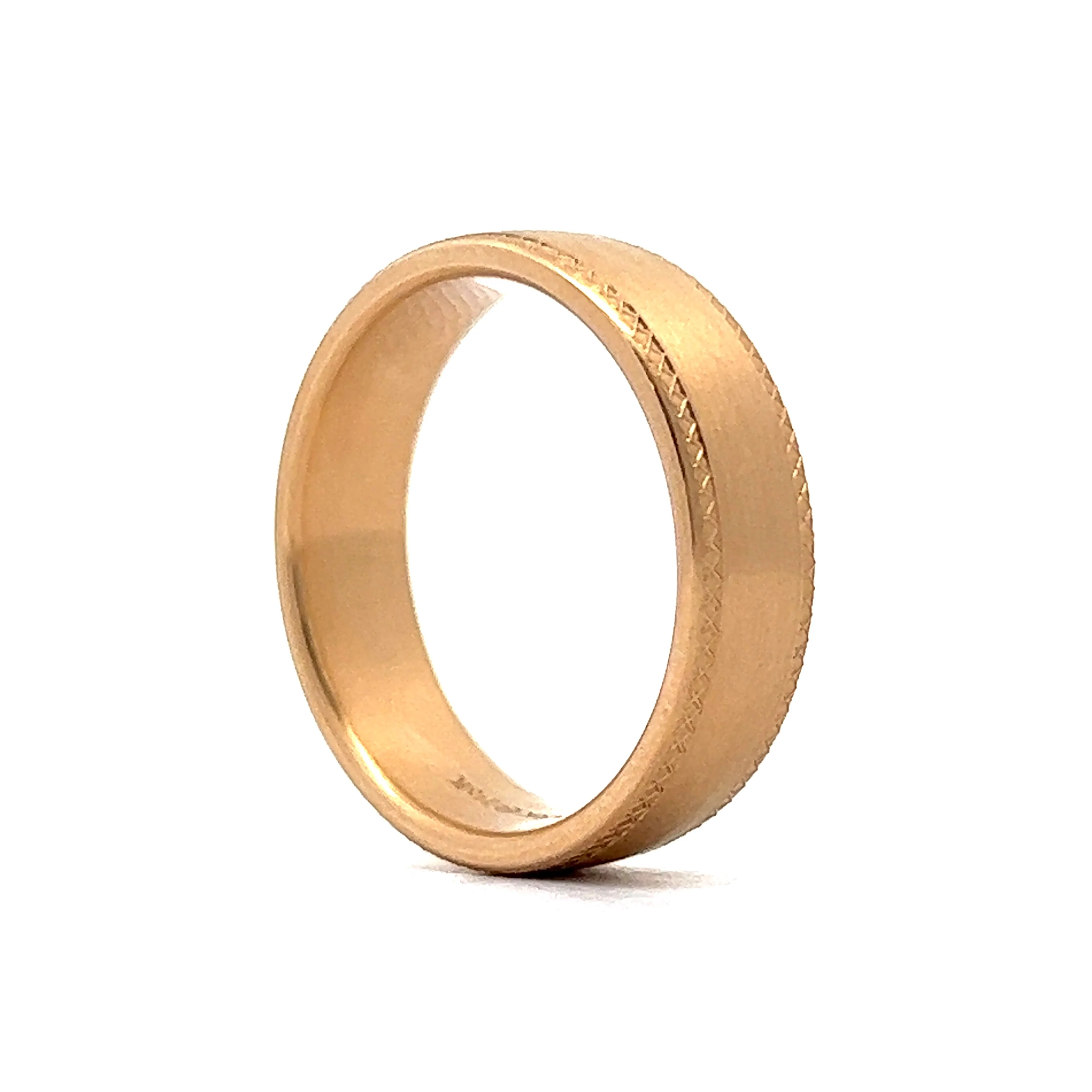 Benchmark Men's Flat Edge Brushed Wedding Band in 14k Yellow Gold - Image 5