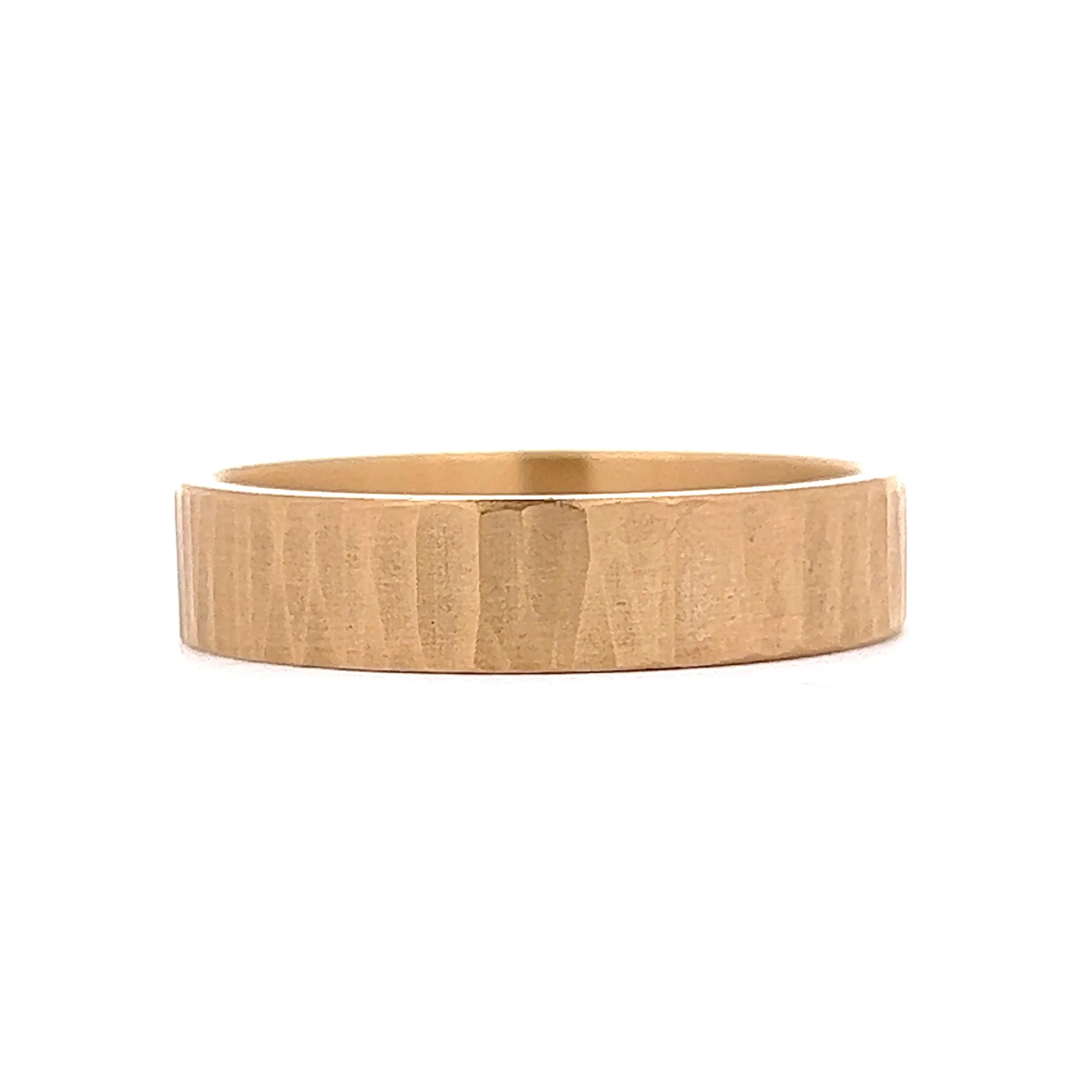 Benchmark Men's Flat Edge Hammer Finish Wedding Band in 14k Yellow Gold