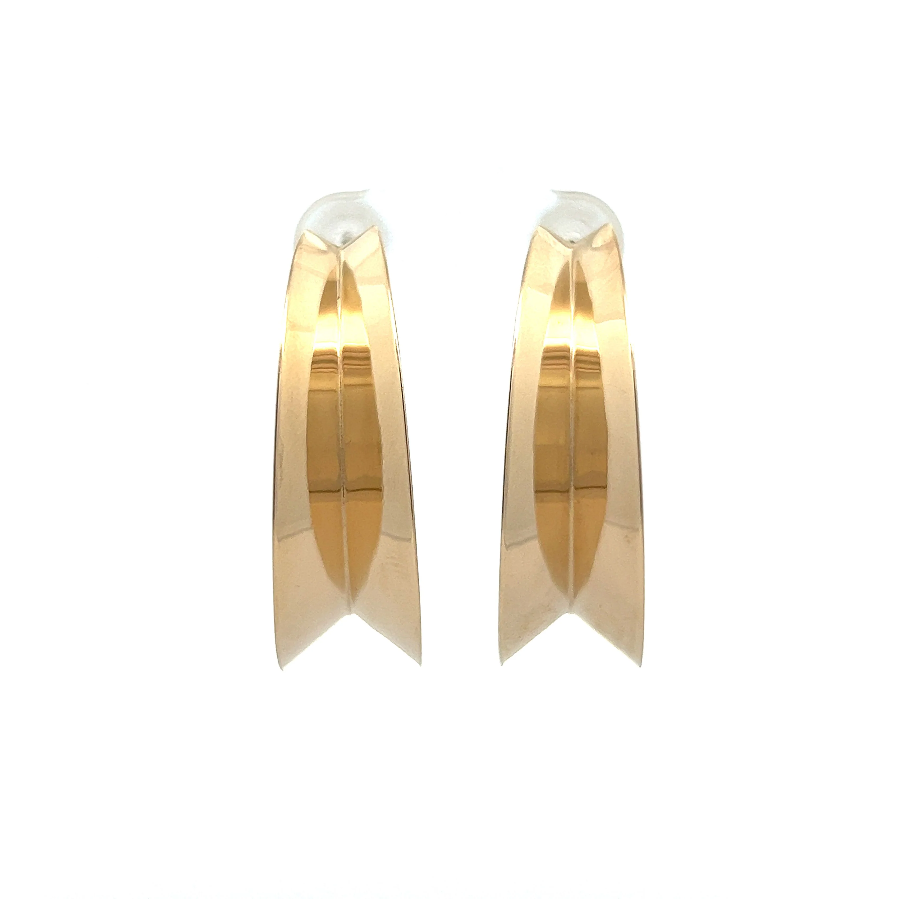 Beveled Hoop Earrings in 14k Yellow Gold