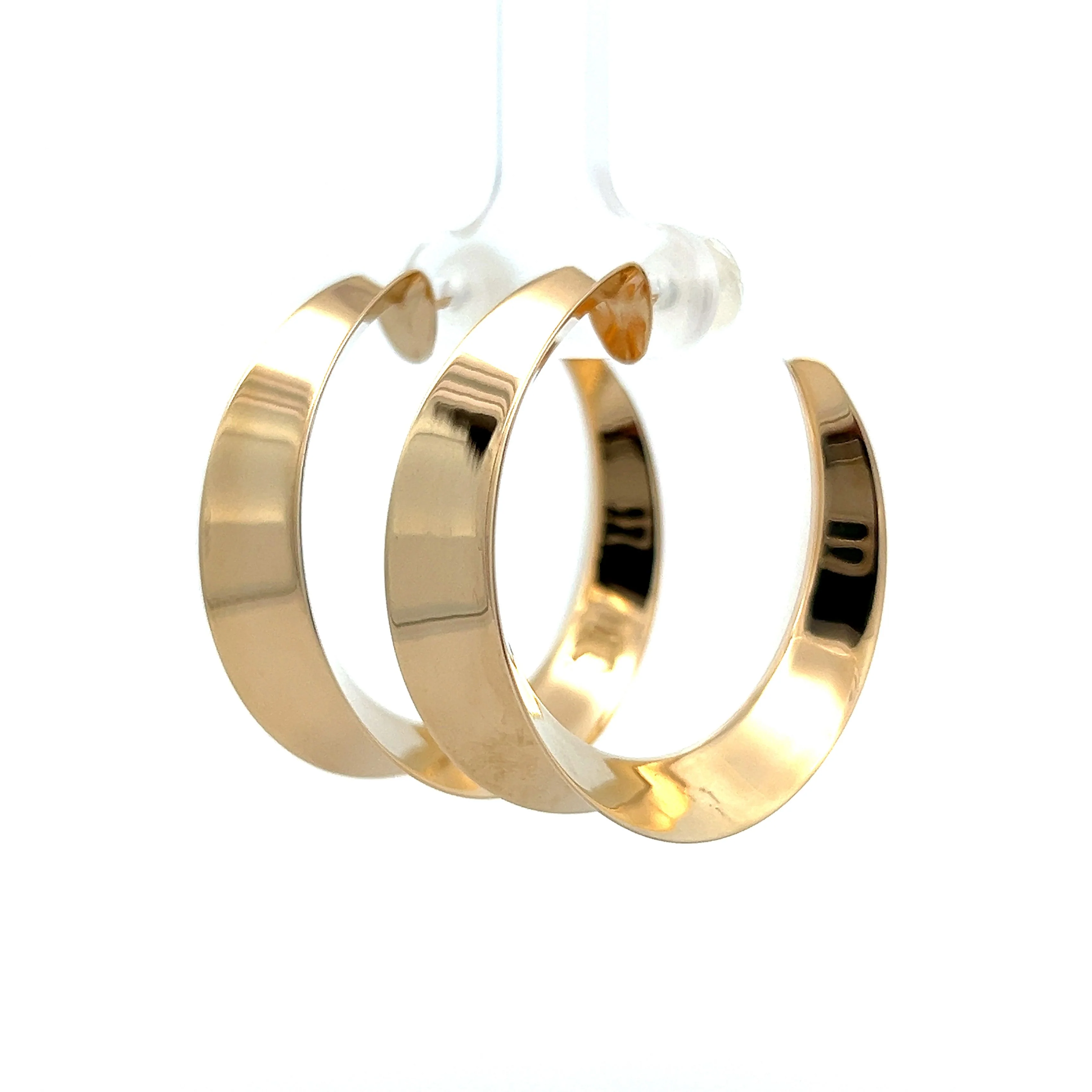 Beveled Hoop Earrings in 14k Yellow Gold - Image 2