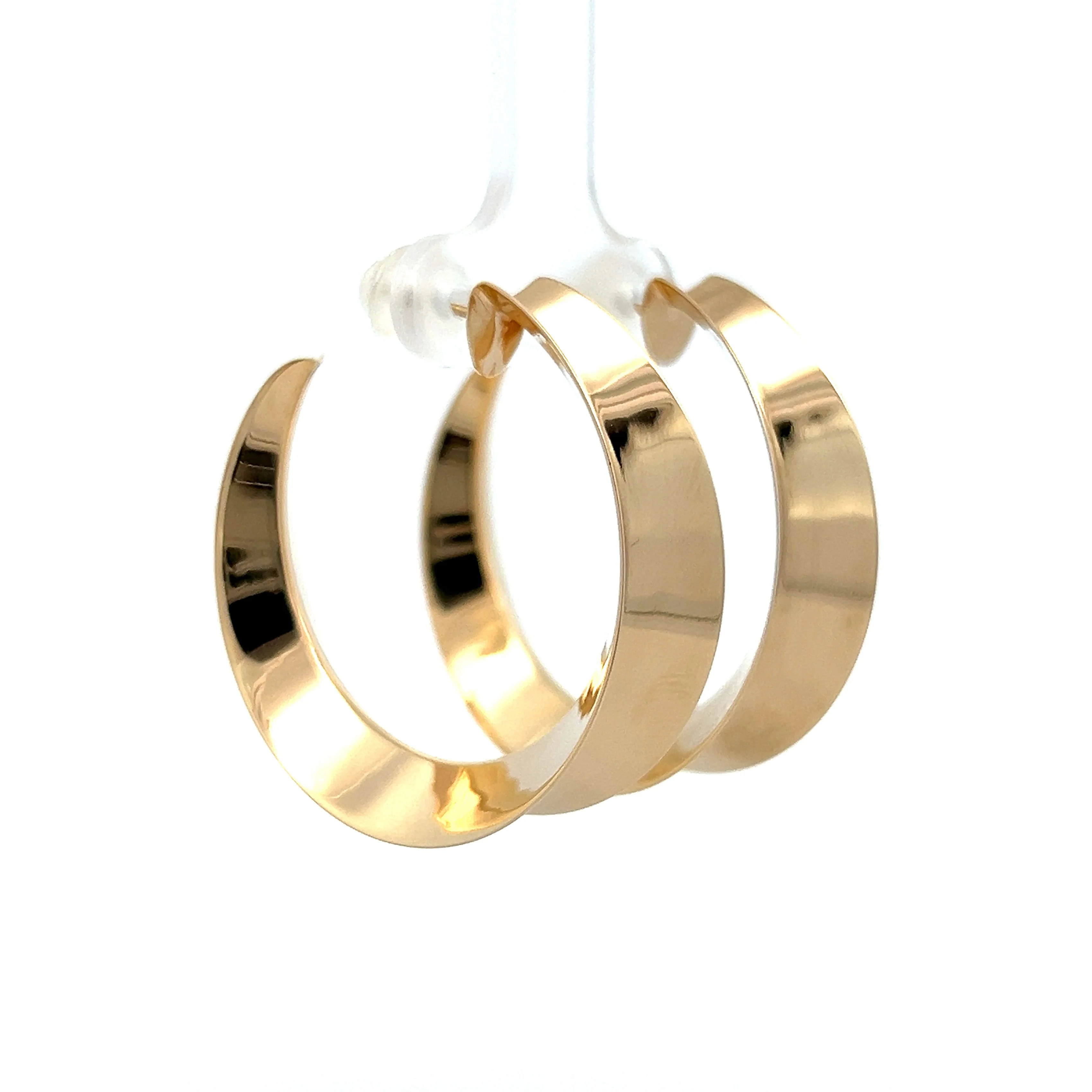 Beveled Hoop Earrings in 14k Yellow Gold - Image 3
