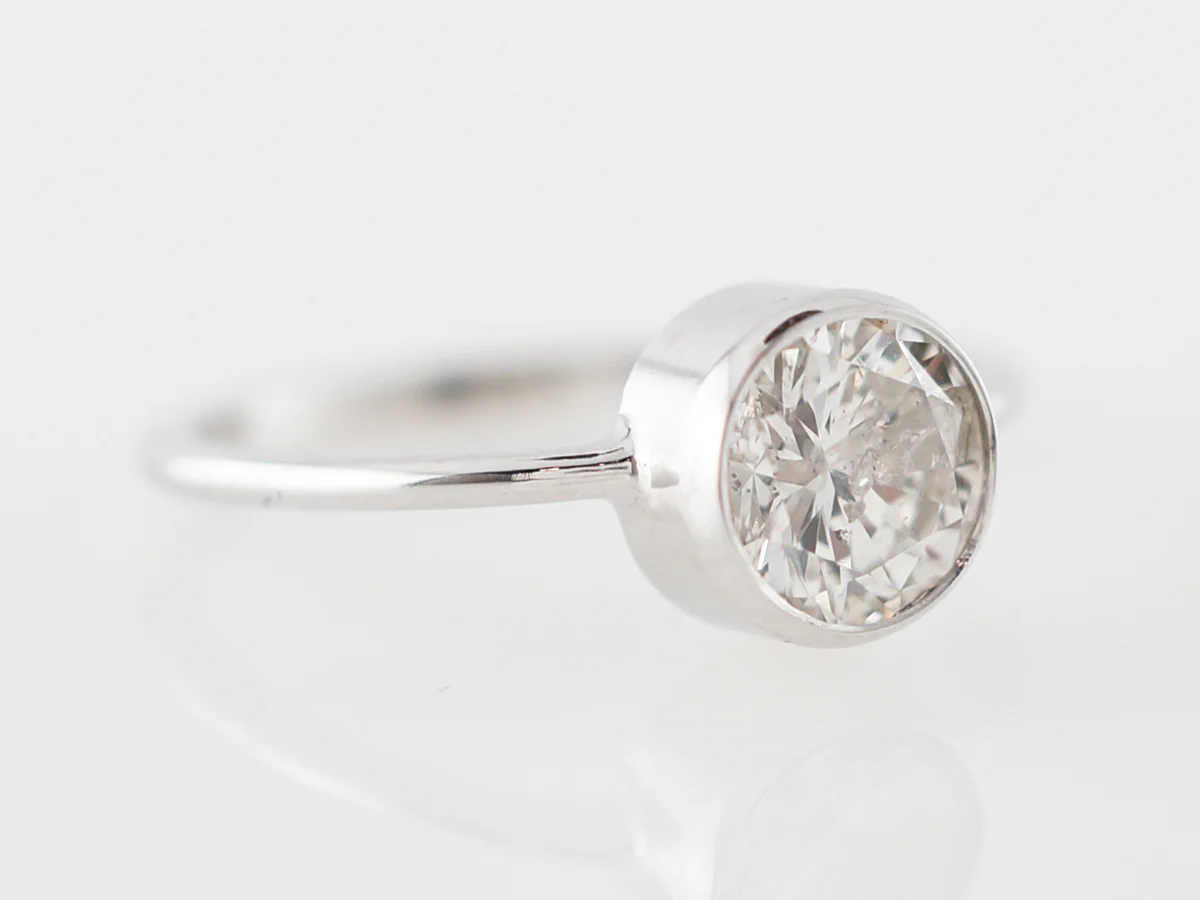 Bezel Diamond Solitaire Engagement Ring in White Gold - Image 3