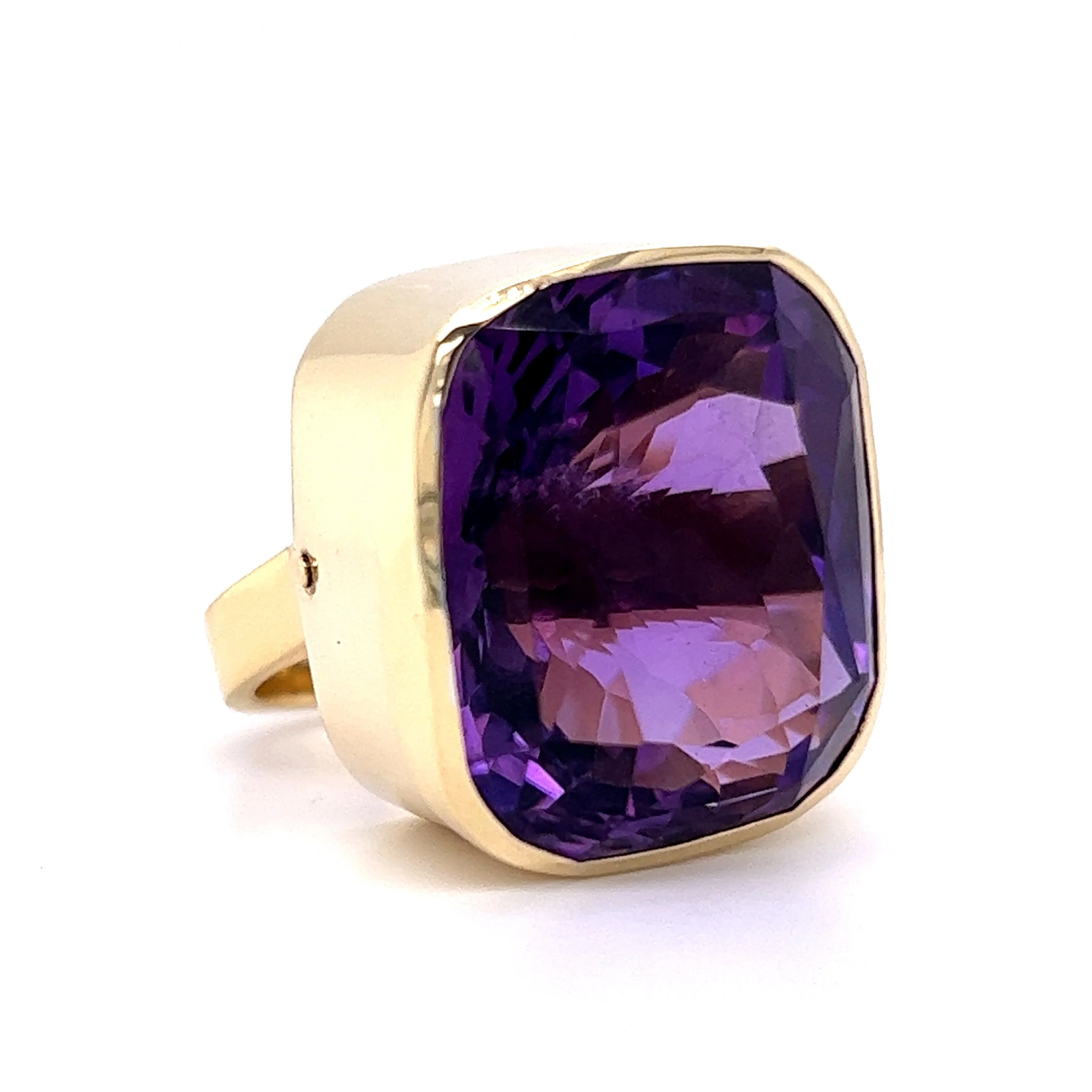 Bezel Set Amethyst Cocktail Ring in 14k Yellow Gold - Image 3