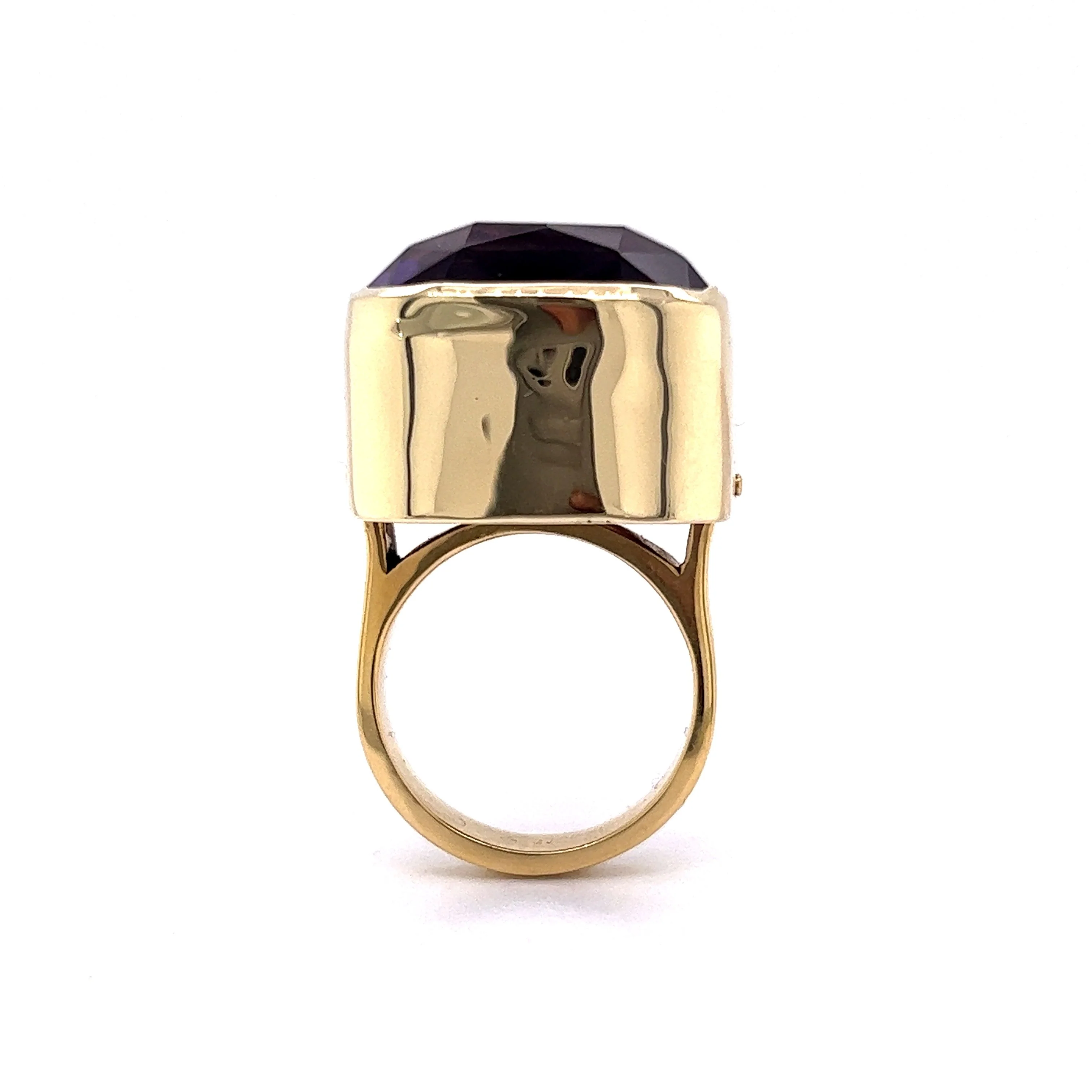 Bezel Set Amethyst Cocktail Ring in 14k Yellow Gold - Image 4