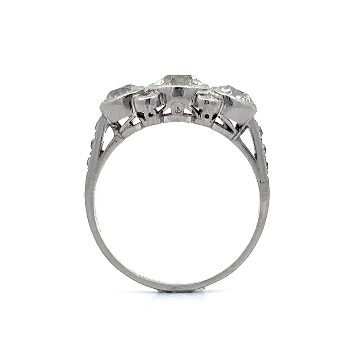 Bezel Set Art Deco Diamond Cocktail Ring in Platinum - Image 4