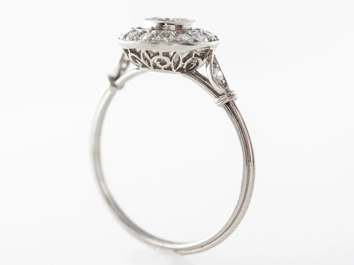 Bezel Set Cluster Diamond Engagement Ring Platinum - Image 5