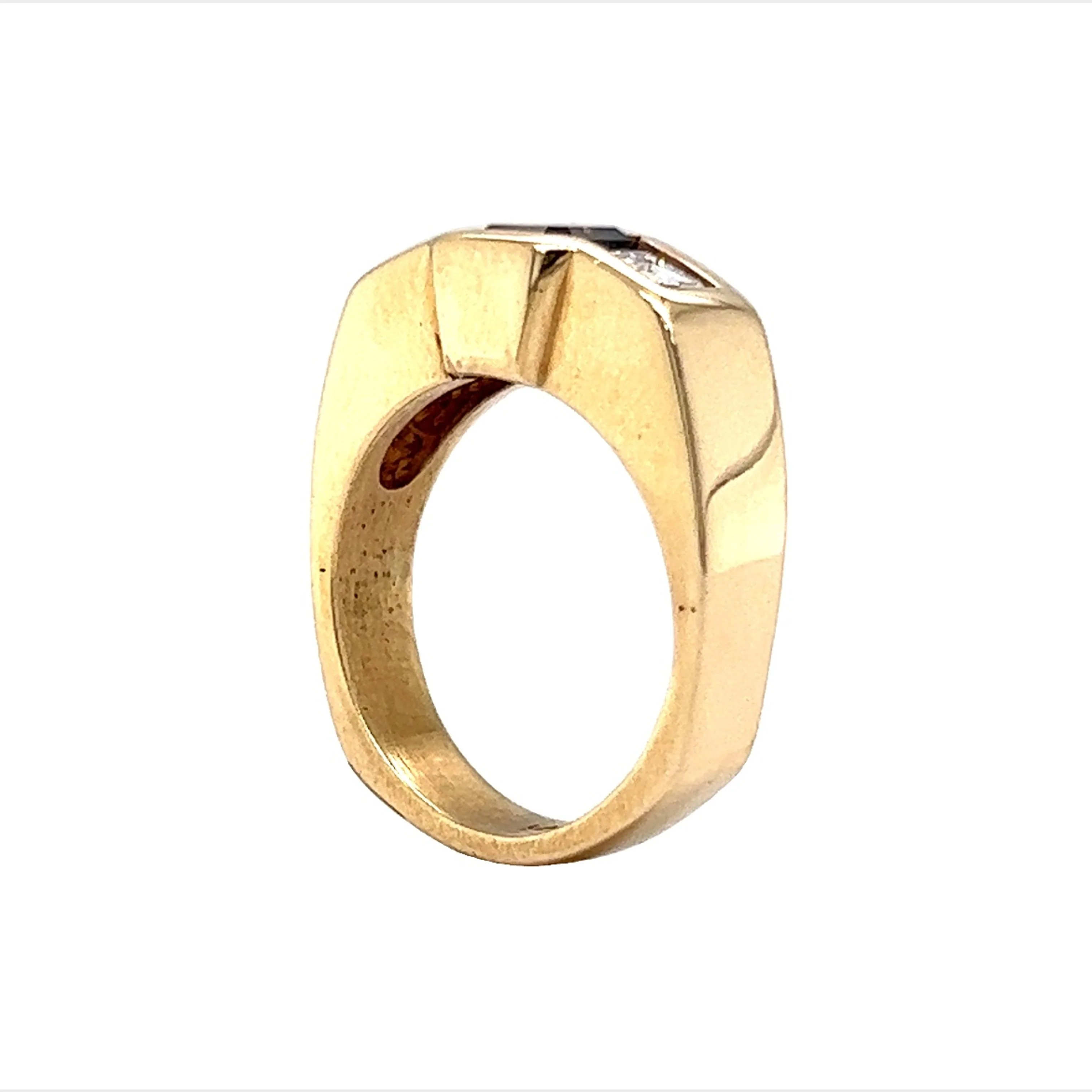 Bezel Set .80 Cognac Diamond Engagement Ring in 14k Yellow Gold - Image 5