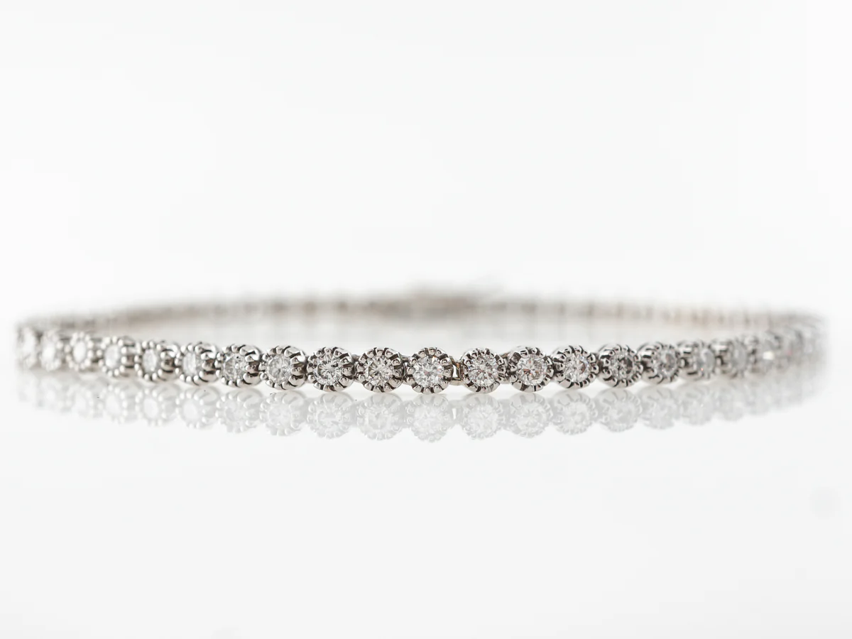Bezel Set Diamond Tennis Bracelet in White Gold
