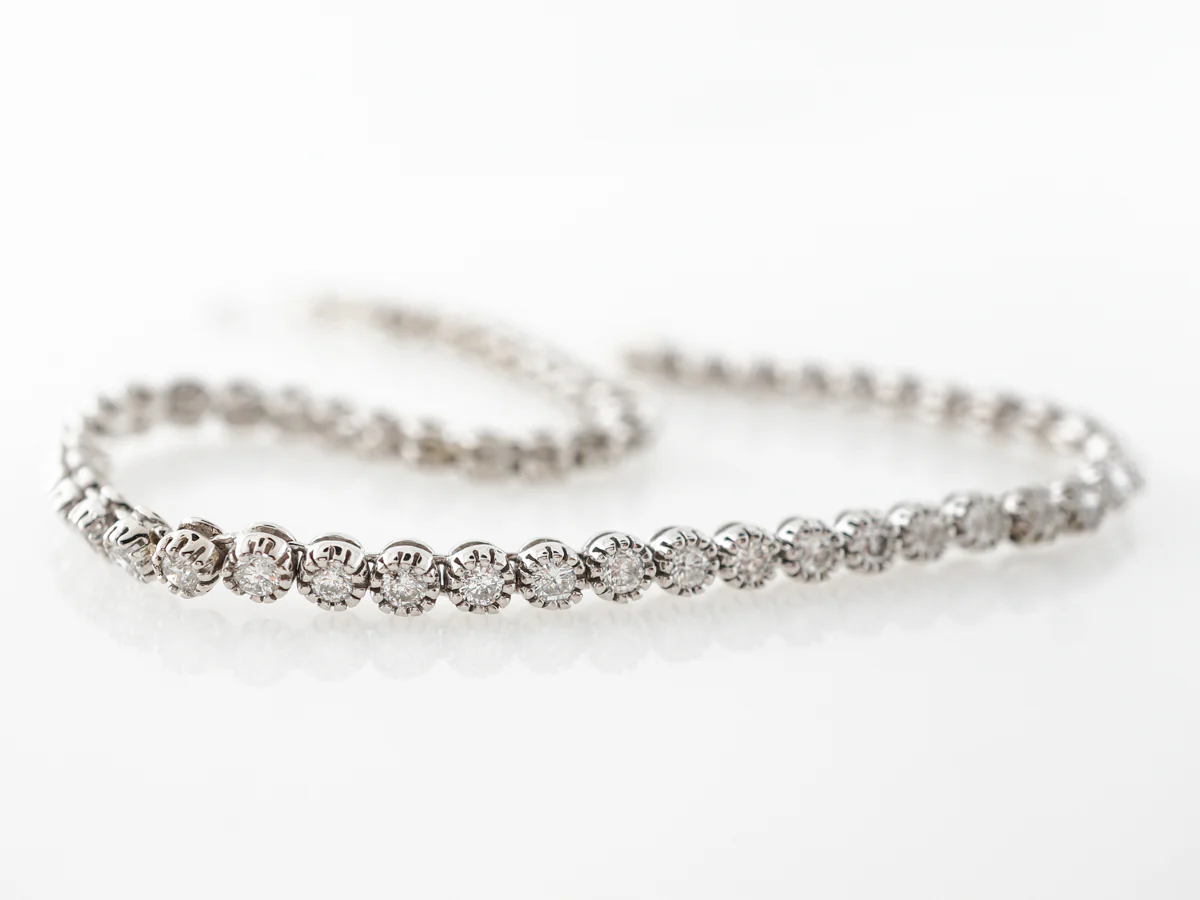 Bezel Set Diamond Tennis Bracelet in White Gold - Image 3