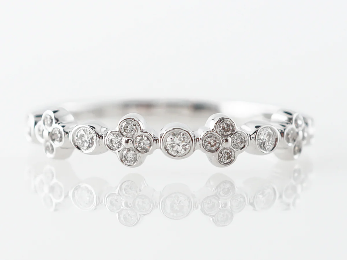 Bezel Set Diamond Wedding Band in 14k White Gold