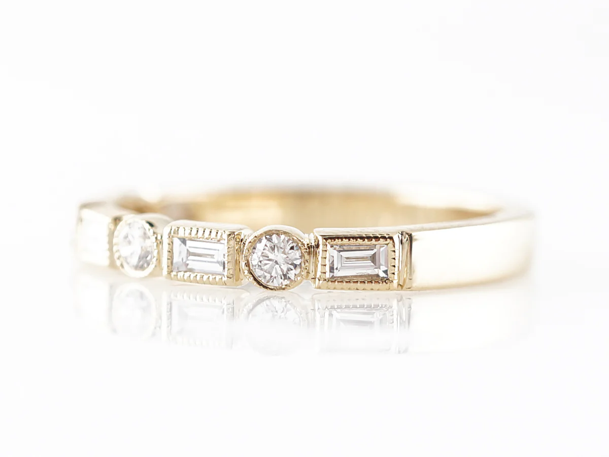 Bezel Set Diamond Wedding Band in 14k Yellow Gold - Image 2