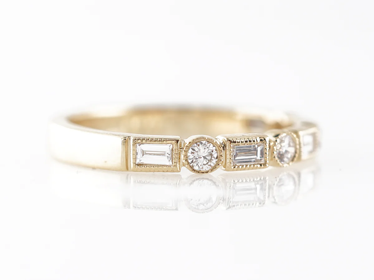 Bezel Set Diamond Wedding Band in 14k Yellow Gold - Image 3