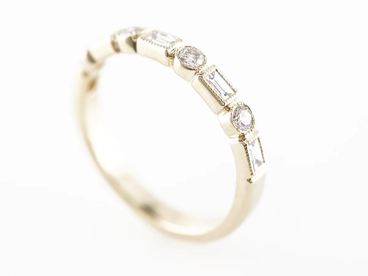 Bezel Set Diamond Wedding Band in 14k Yellow Gold - Image 4
