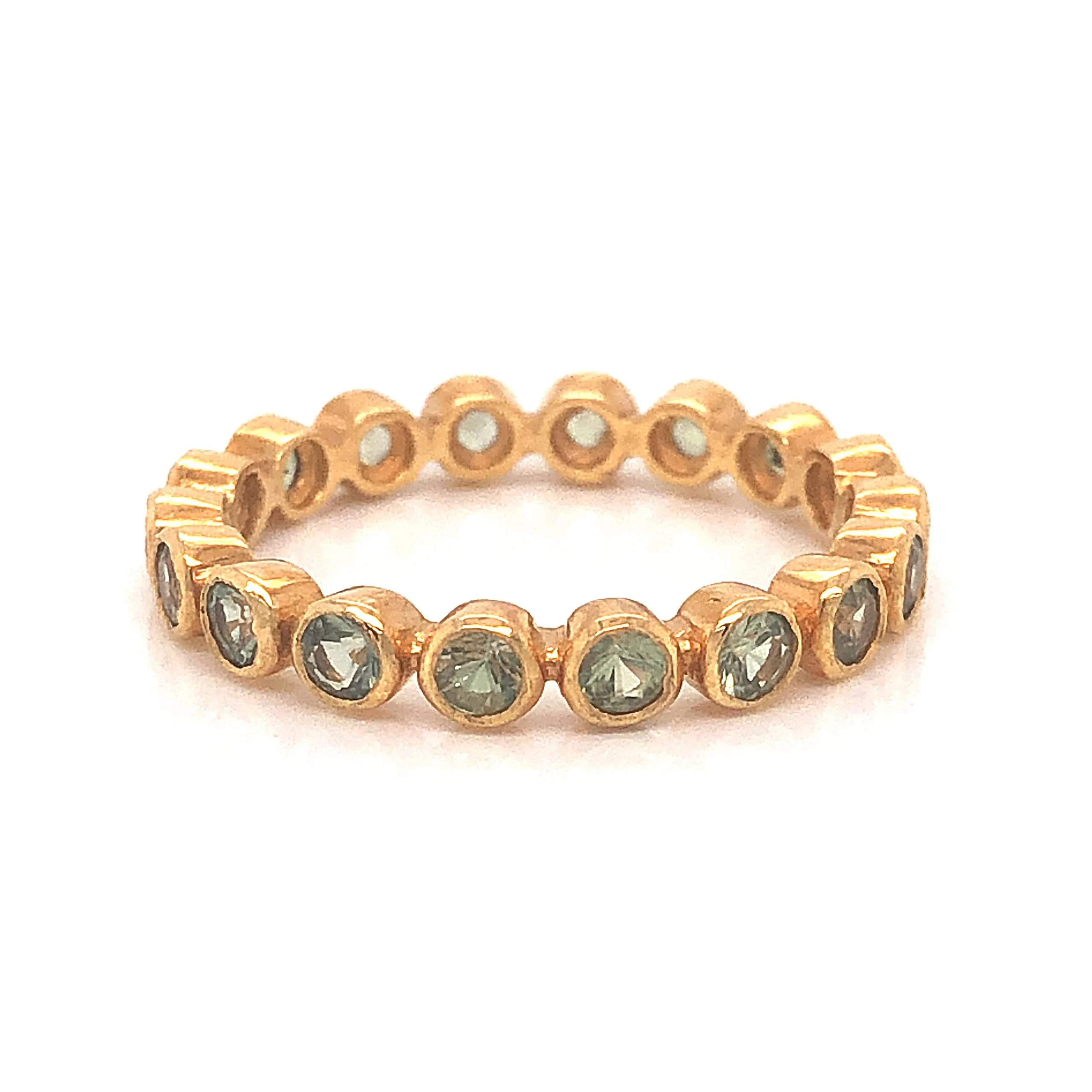 Bezel Set Green Sapphire Eternity Band in 18k Yellow Gold - Image 2