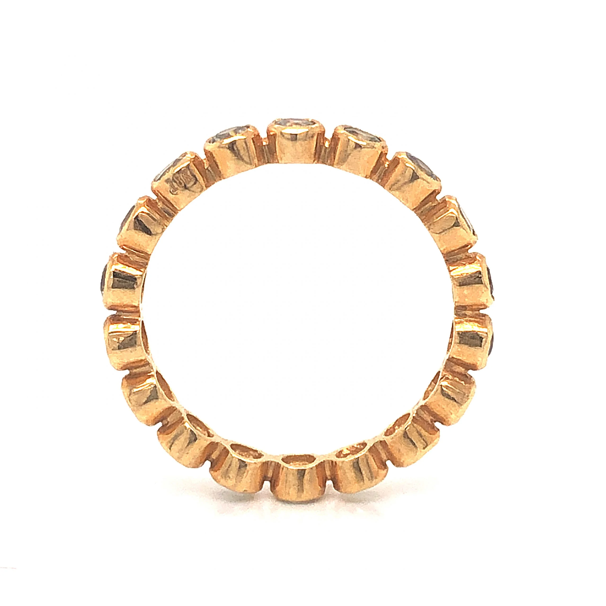 Bezel Set Green Sapphire Eternity Band in 18k Yellow Gold - Image 3
