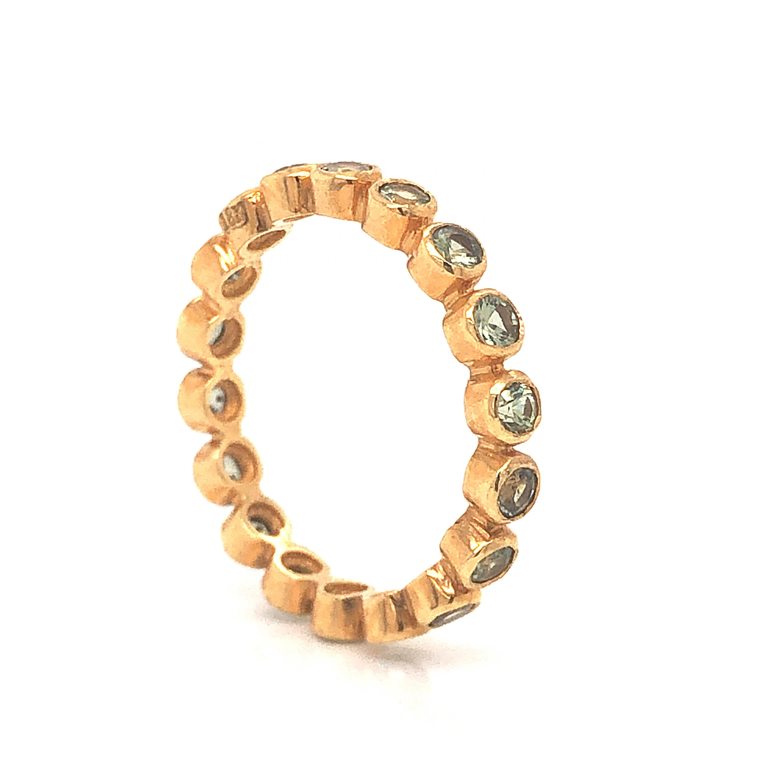 Bezel Set Green Sapphire Eternity Band in 18k Yellow Gold - Image 4