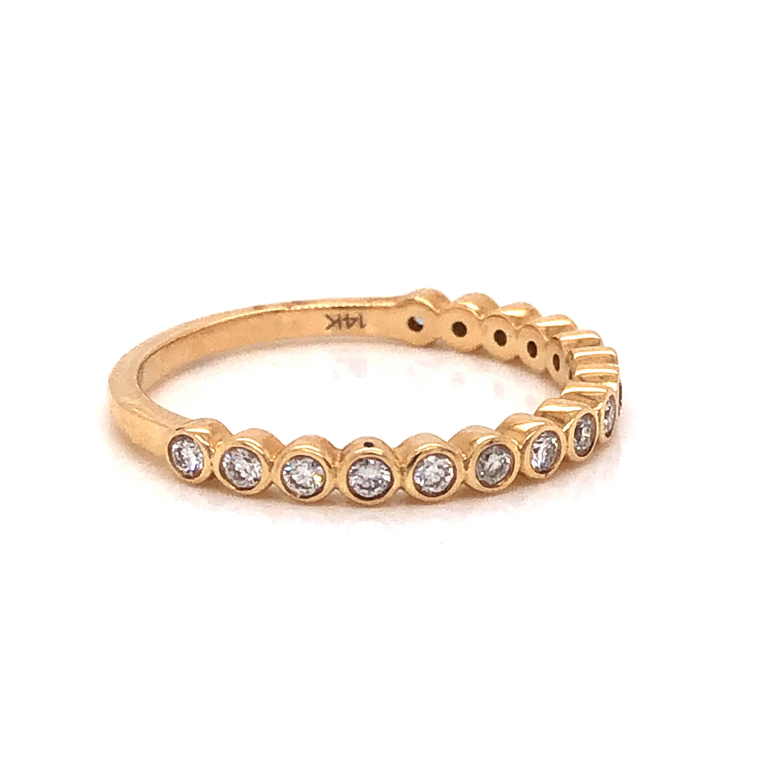 Bezel Set Half Eternity Diamond Band in 14k Yellow Gold - Image 3