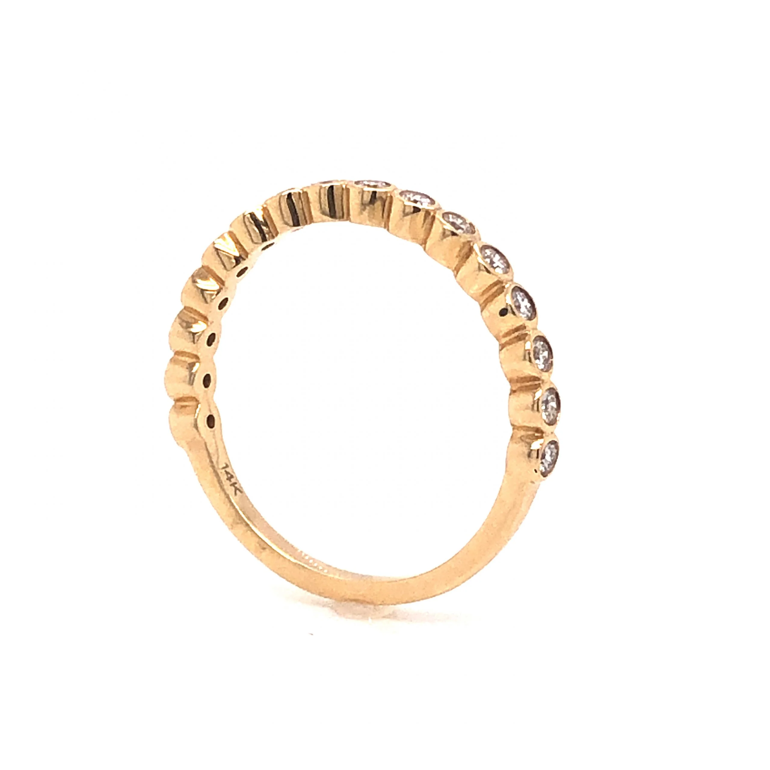 Bezel Set Half Eternity Diamond Band in 14k Yellow Gold - Image 5