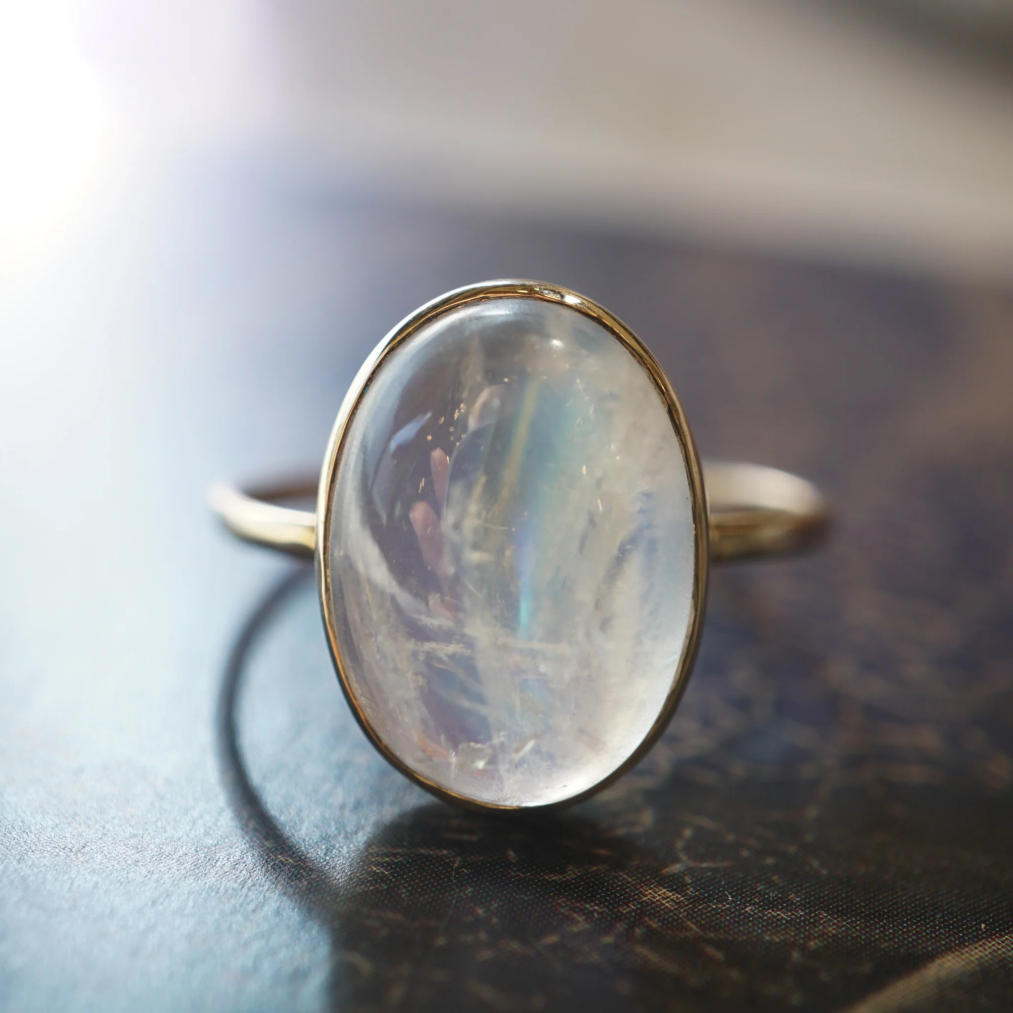 Bezel Set Moonstone Ring in 14k Yellow Gold - Image 6