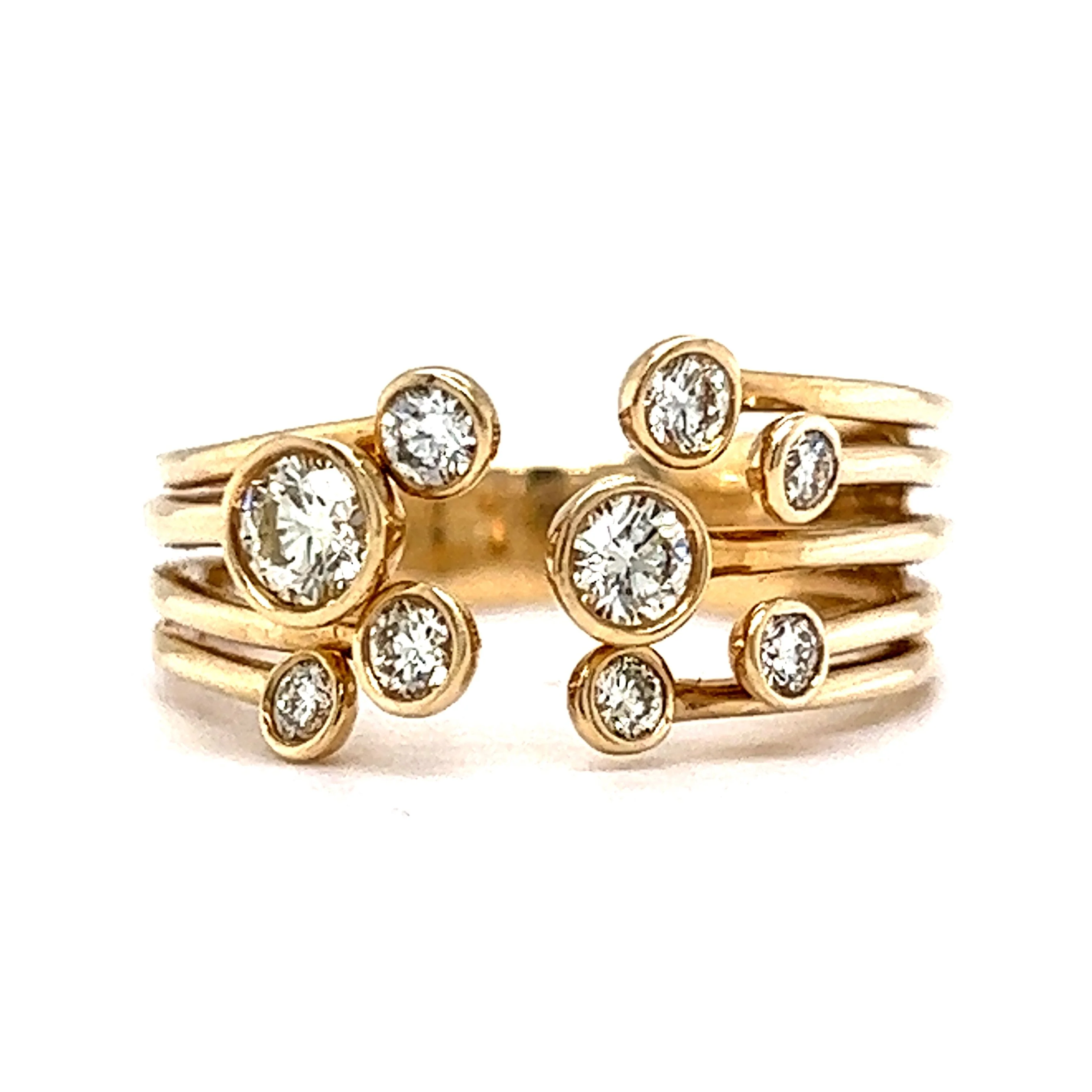 Bezel Set Open Diamond Cluster Ring in 14k Yellow Gold