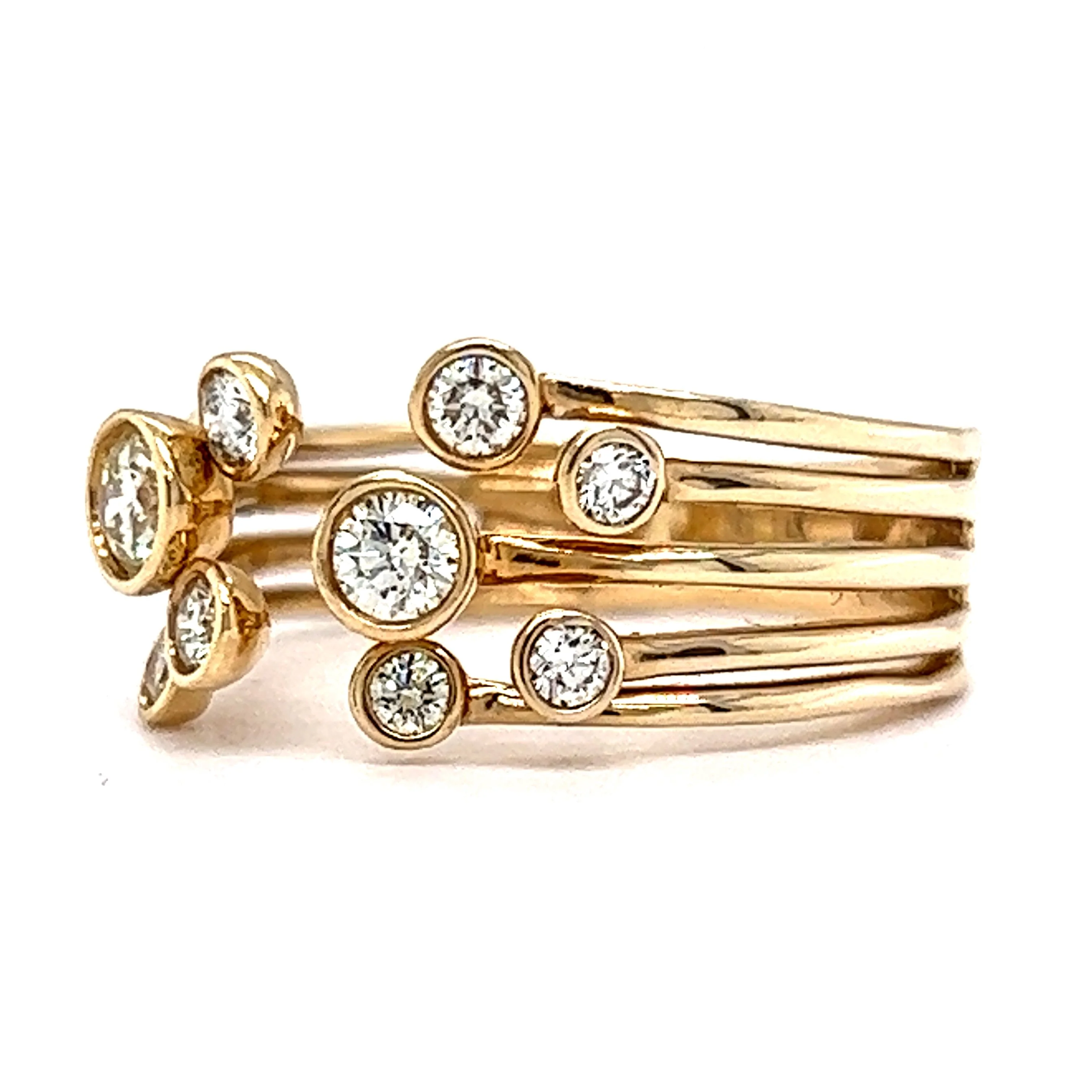 Bezel Set Open Diamond Cluster Ring in 14k Yellow Gold - Image 2