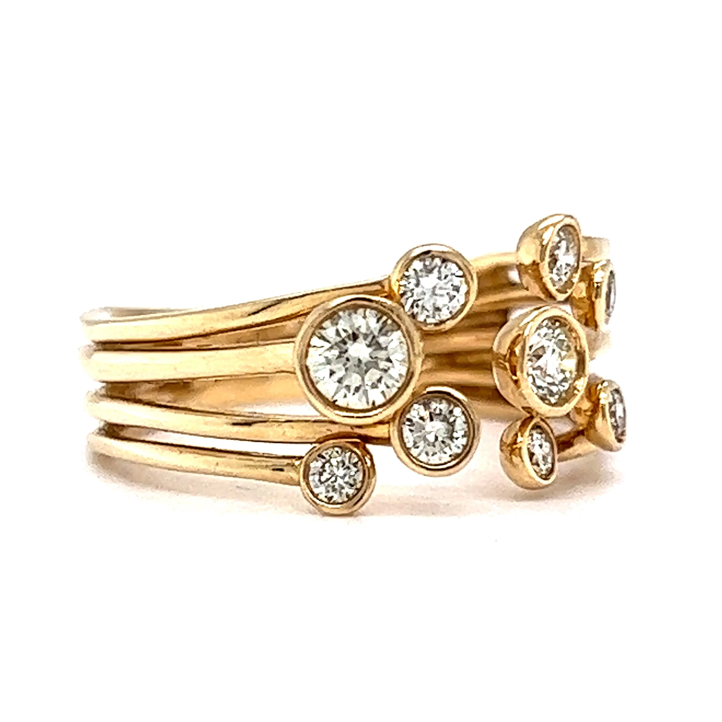 Bezel Set Open Diamond Cluster Ring in 14k Yellow Gold - Image 3