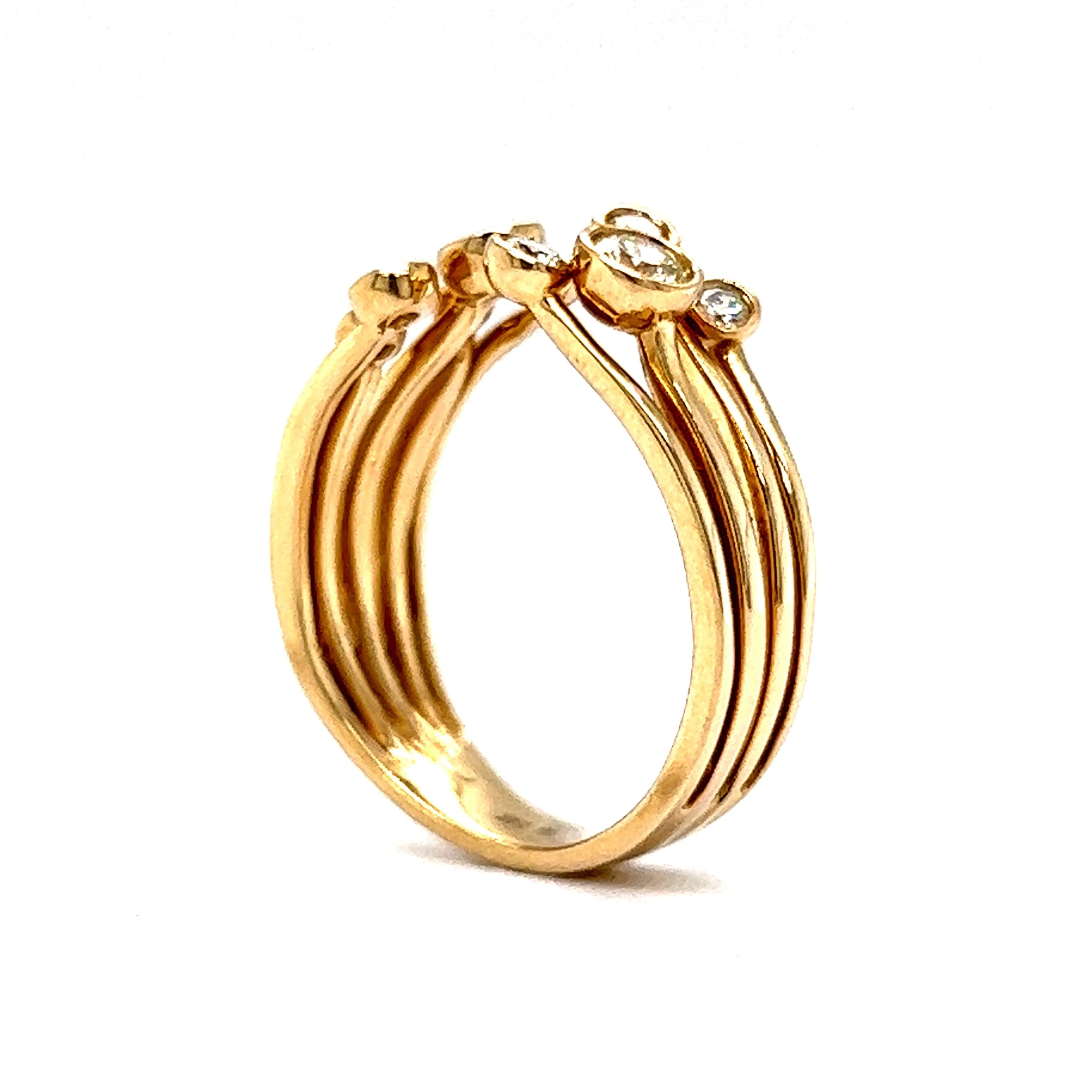 Bezel Set Open Diamond Cluster Ring in 14k Yellow Gold - Image 5