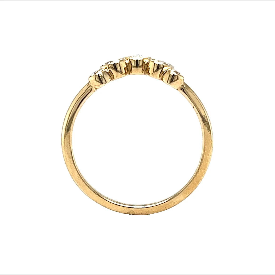 Bezel Set Pear Cut Curved Diamond Band in 14k Yellow Gold - Image 4