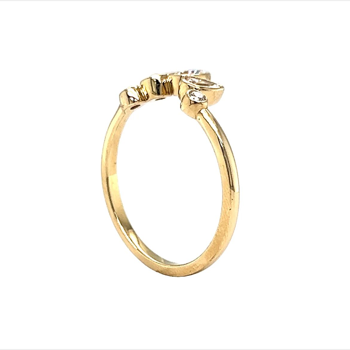 Bezel Set Pear Cut Curved Diamond Band in 14k Yellow Gold - Image 5