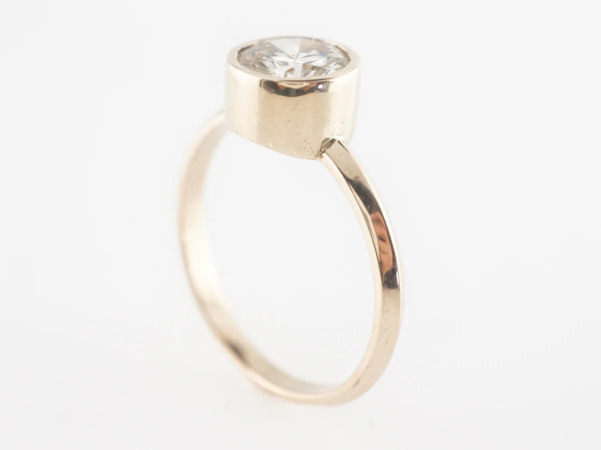 Bezel Set Solitaire Diamond Engagement Ring in 14K Yellow Gold - Image 5