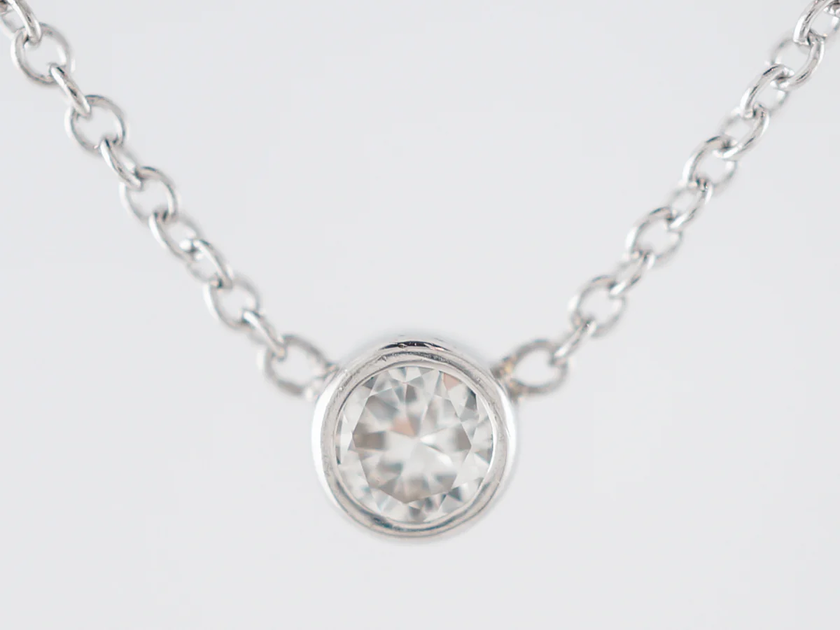 Bezel Set Solitaire Diamond Necklace in 14k White Gold - Image 2
