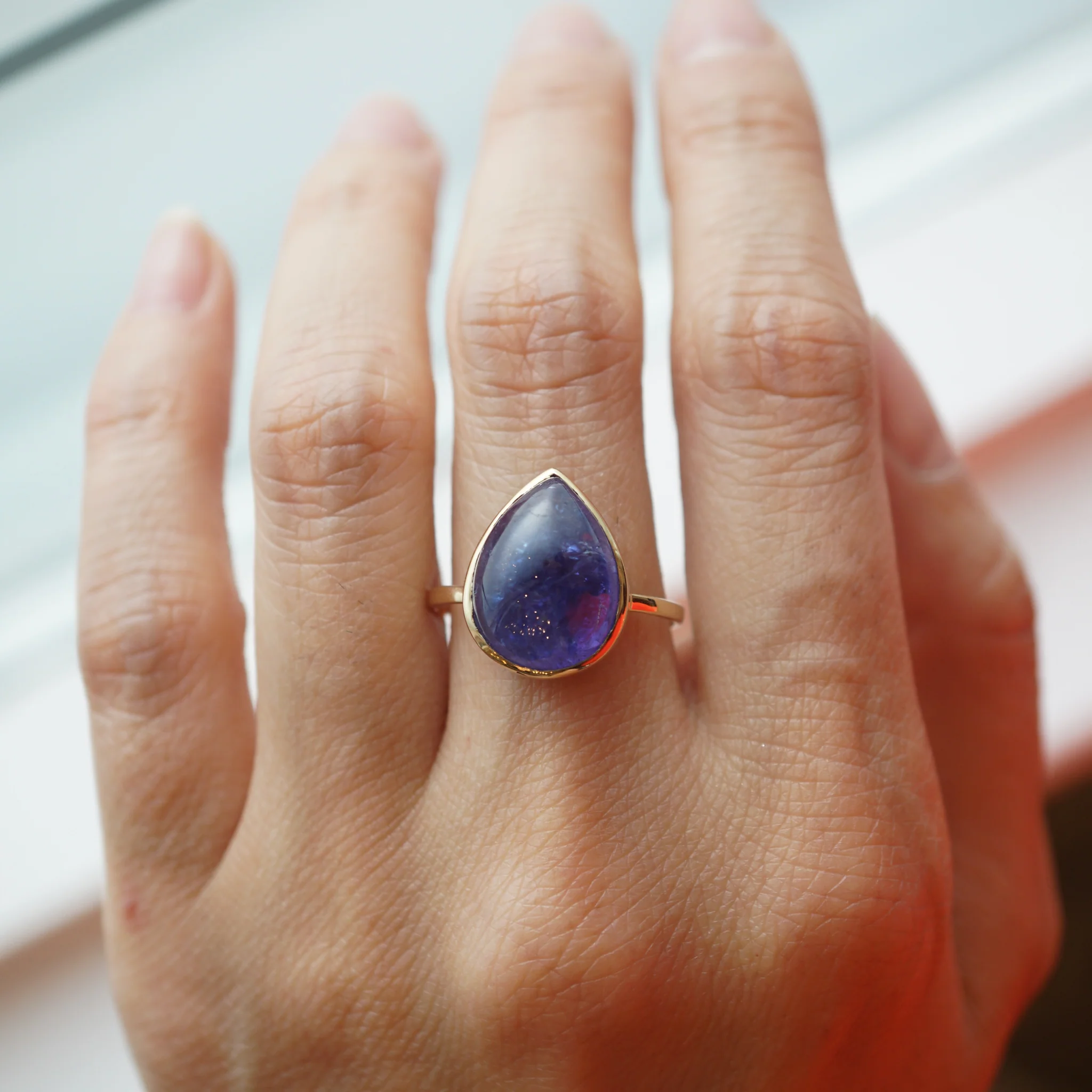 Bezel Set Tanzanite Ring in 14k Yellow Gold - Image 6