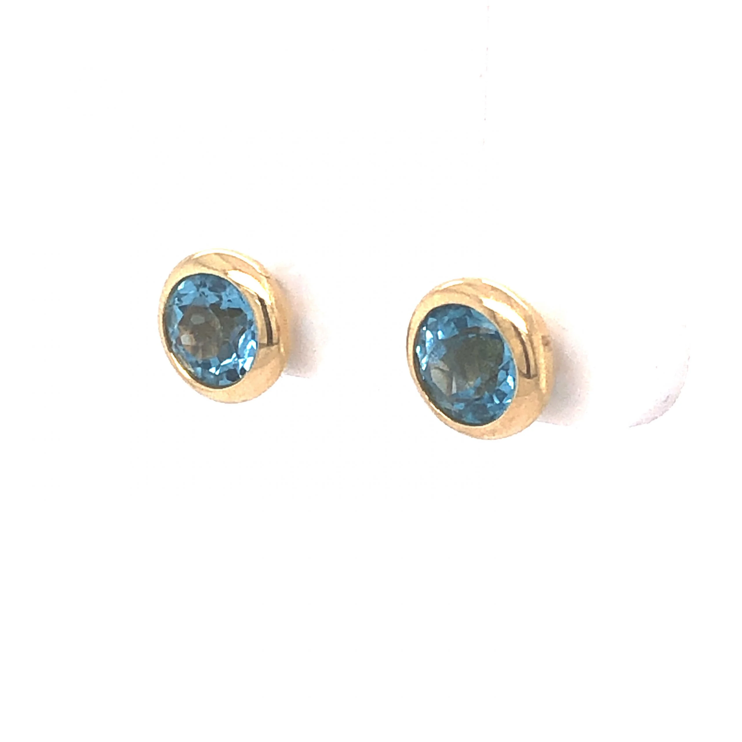 Bezel Set Topaz Earrings in 14k Yellow Gold - Image 2