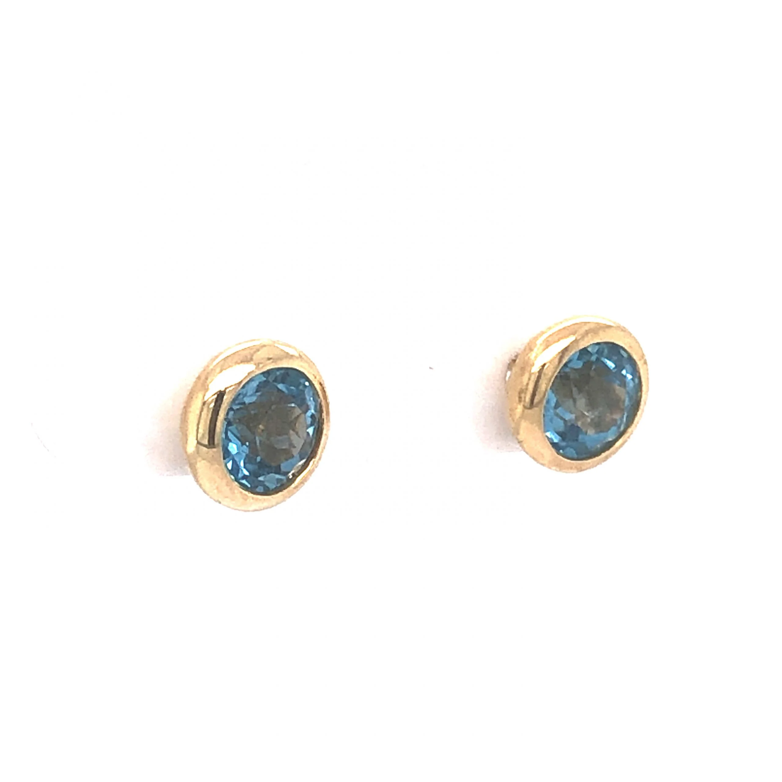 Bezel Set Topaz Earrings in 14k Yellow Gold - Image 3