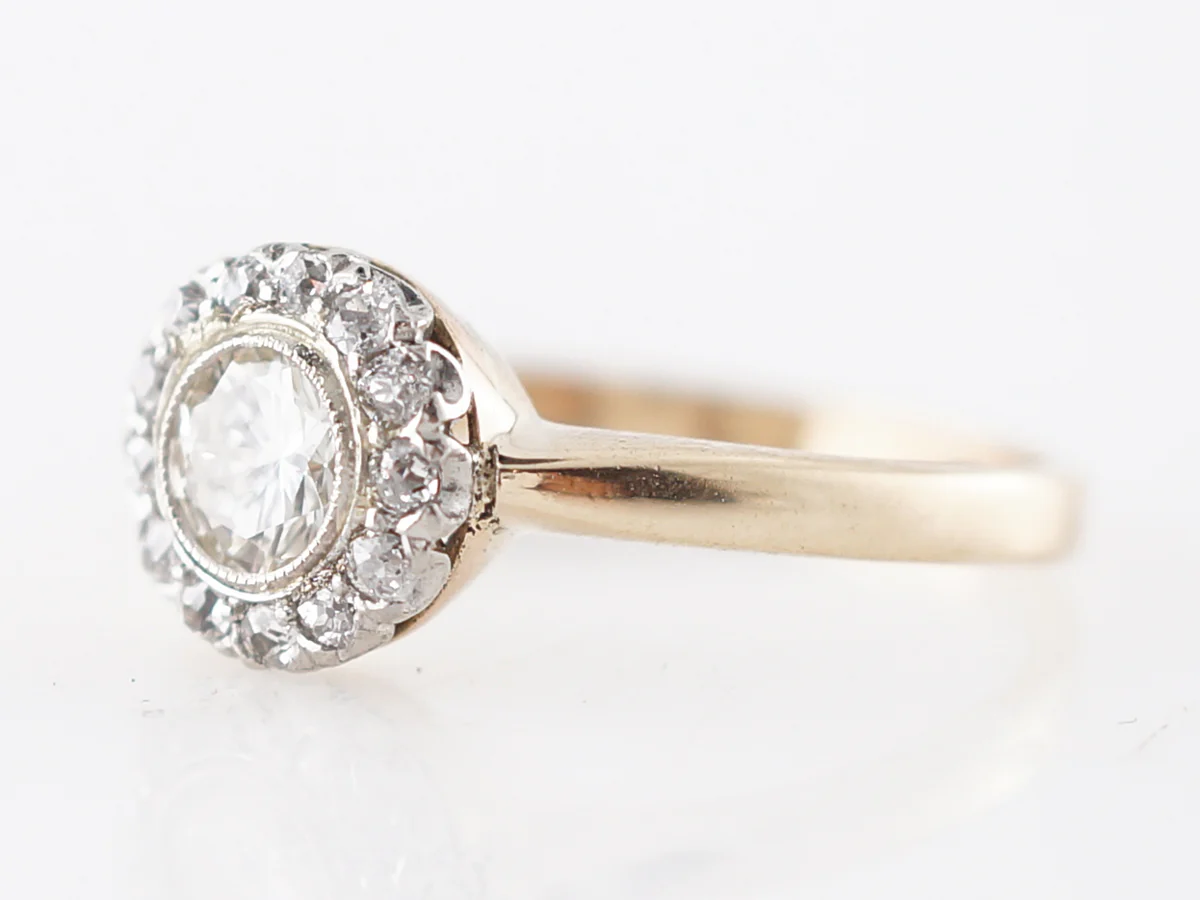 Bezel Set Victorian Diamond Cluster Ring in Yellow Gold - Image 2