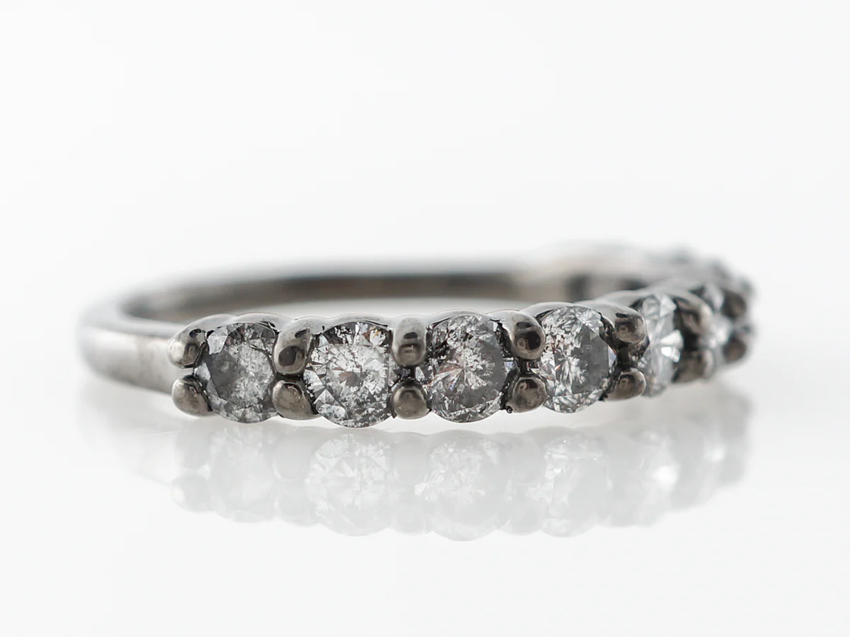 Black Rhodium Diamond Band in 14k White Gold - Image 3