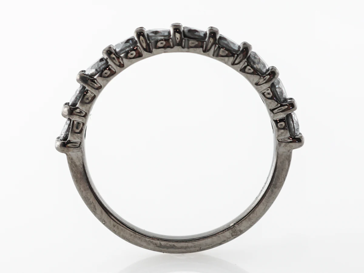 Black Rhodium Diamond Band in 14k White Gold - Image 4